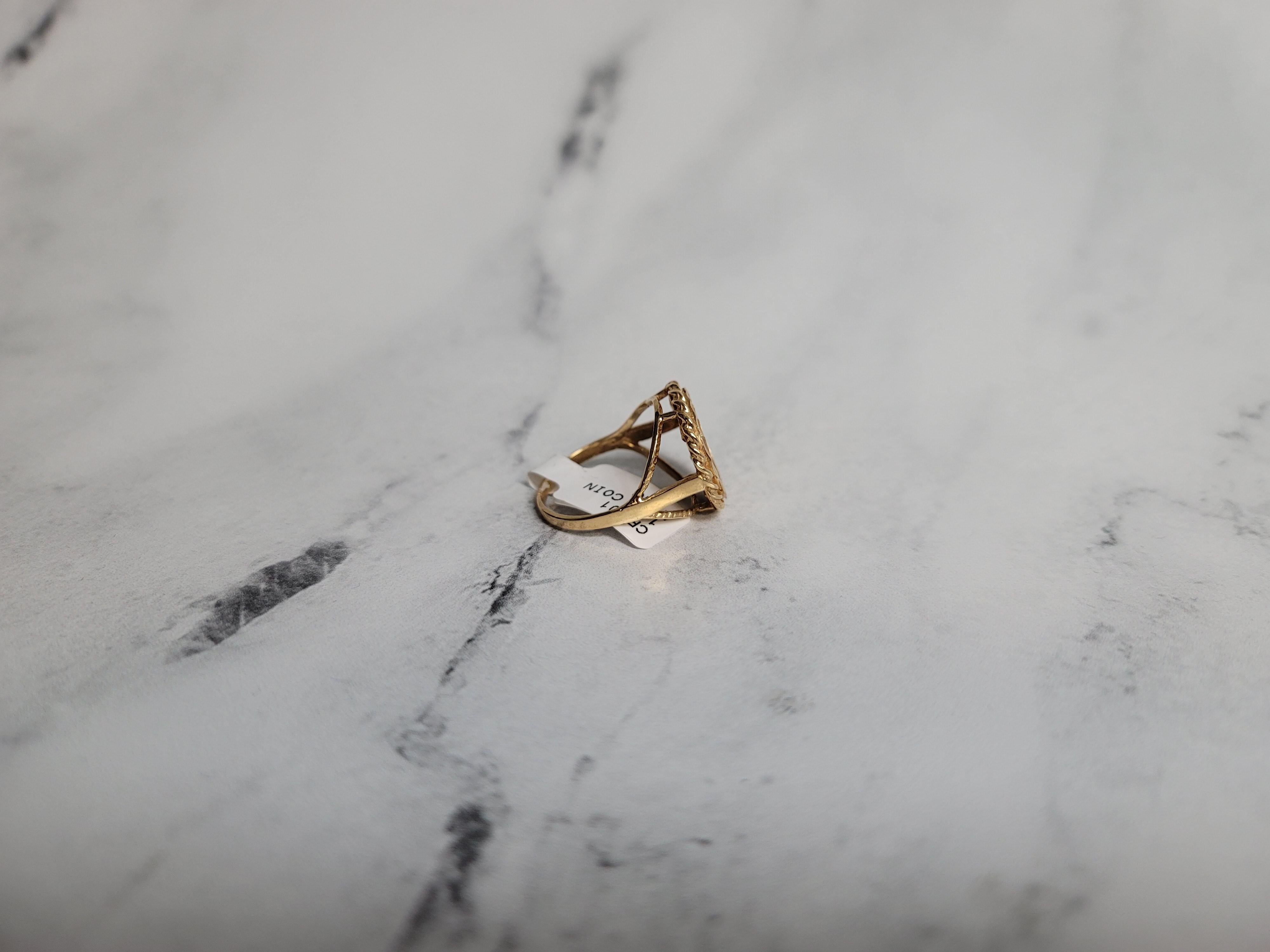 Panda Coin Ring with Rope & Diamond Cut Bezel