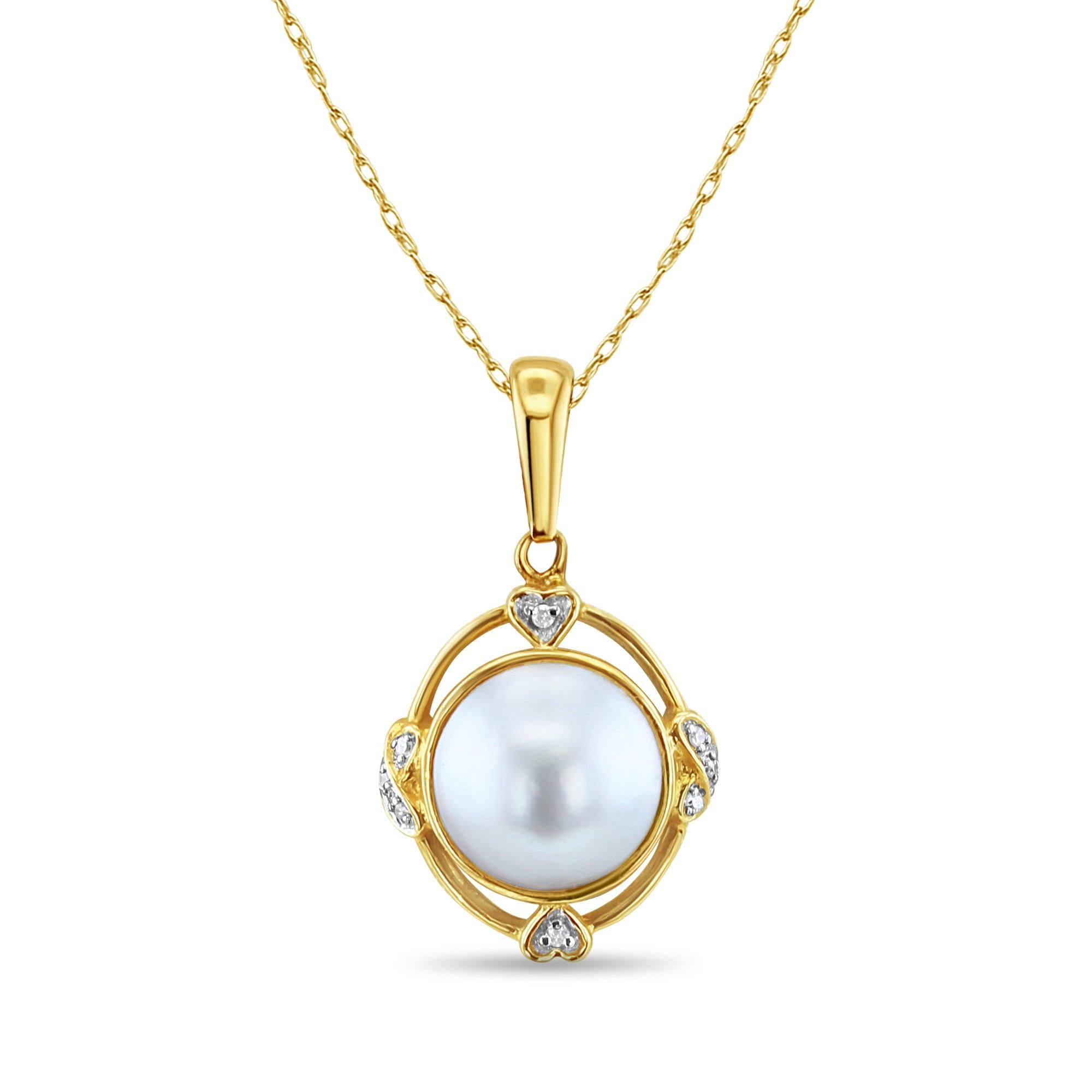 11MM Mabe Pearl with Diamond Accent Necklace