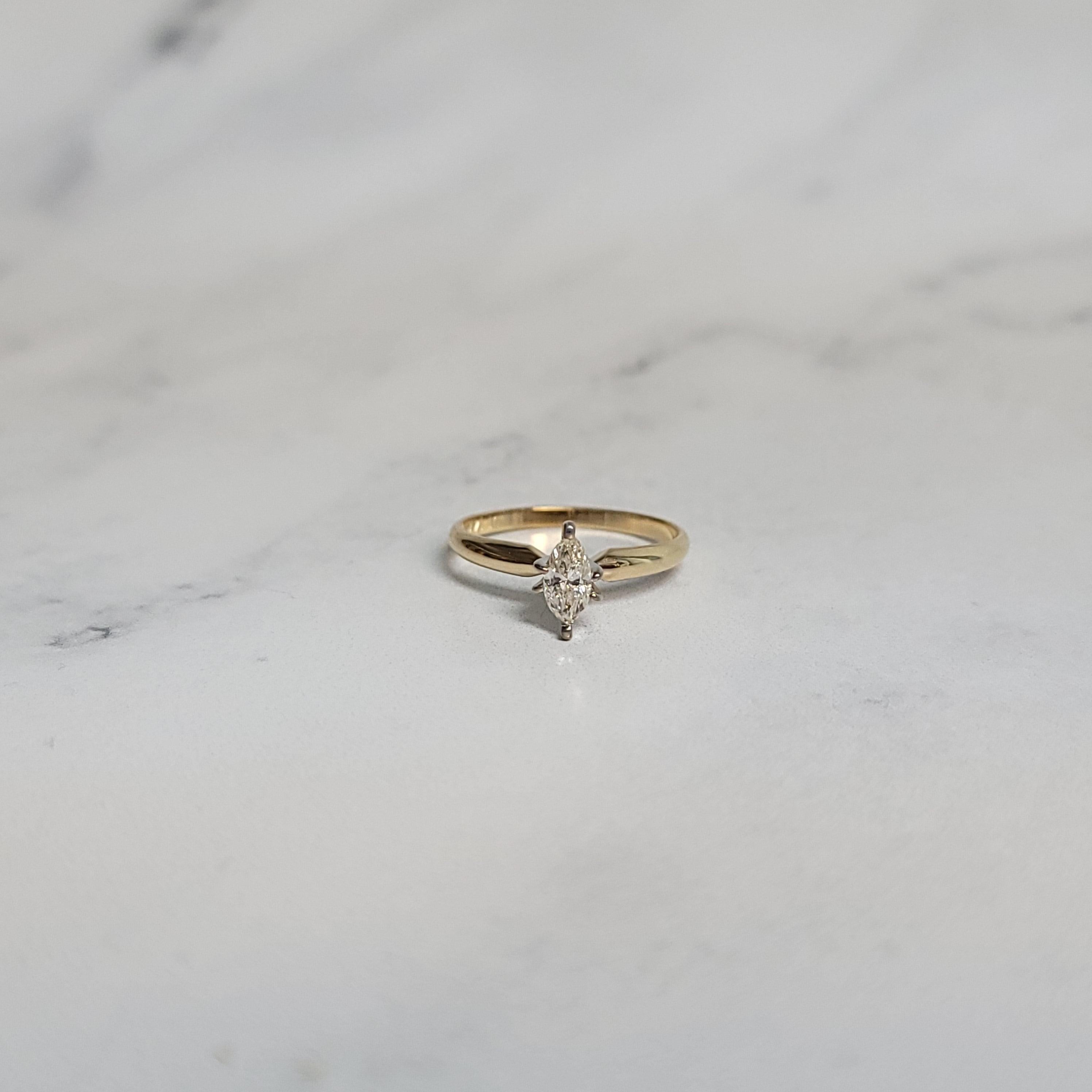 1/3 Carat Solitaire Marquise Diamond Engagement Ring