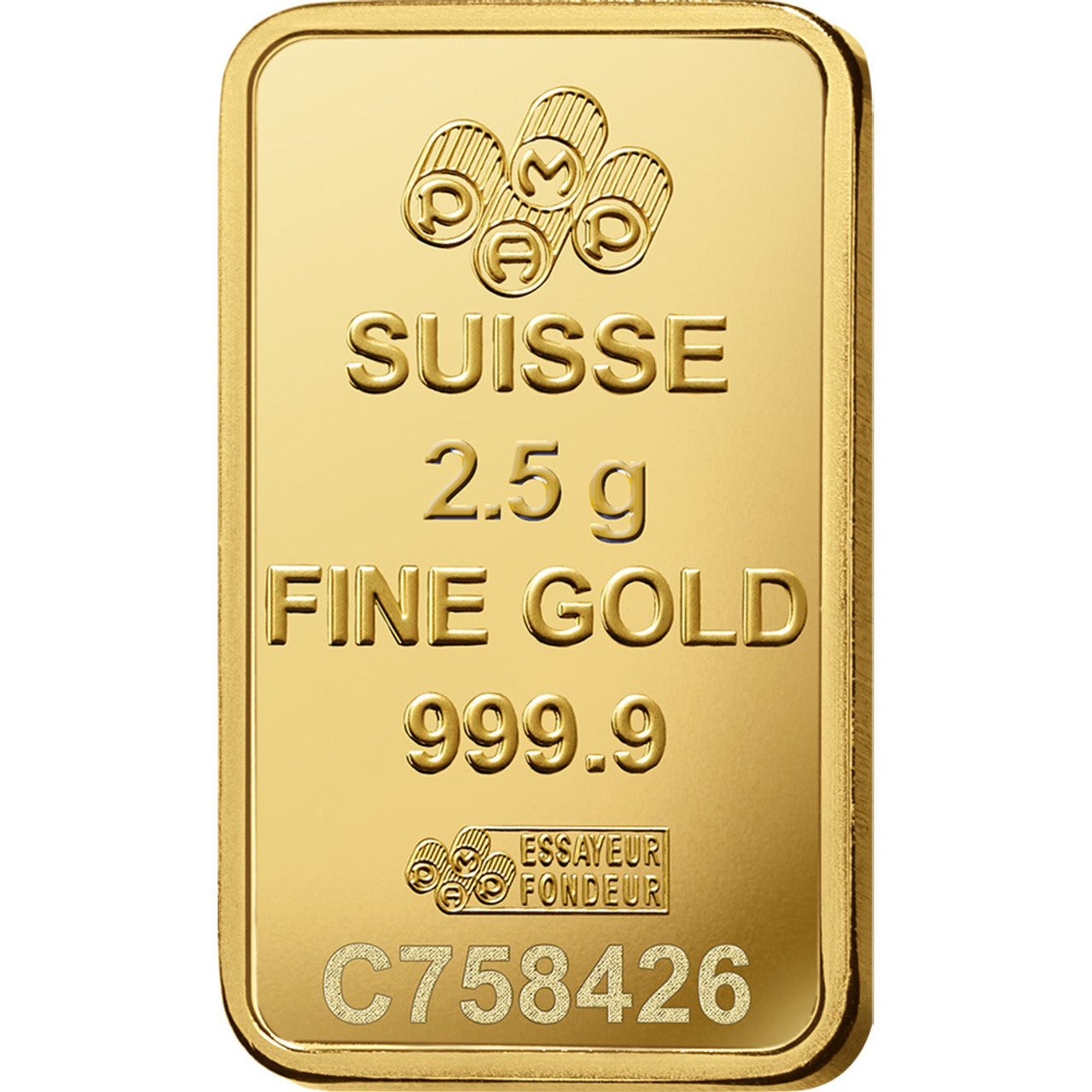 Moneda de oro Pamp Credit Suisse de 2,5 gramos con bisel pulido