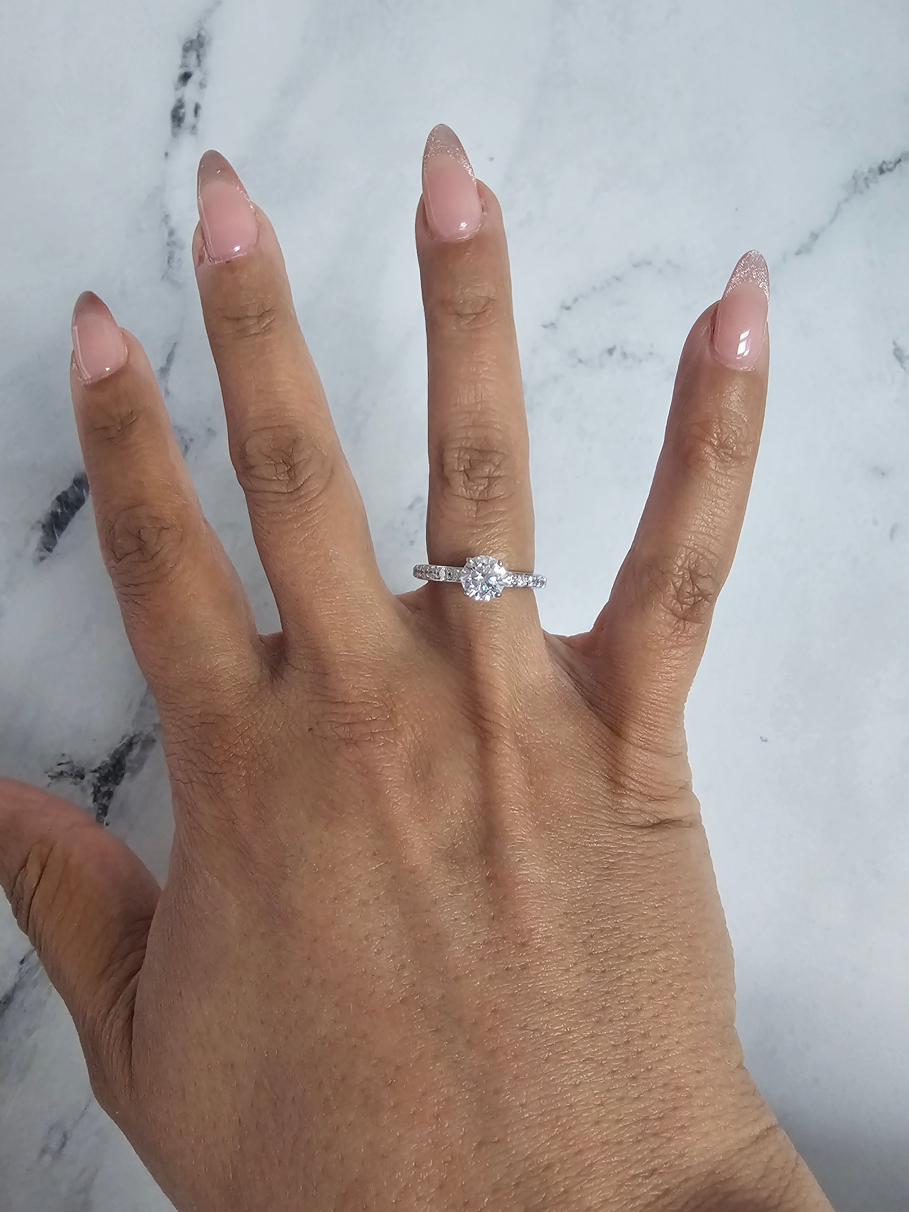 One Carat Classic Diamond Engagement Ring 14k White Gold