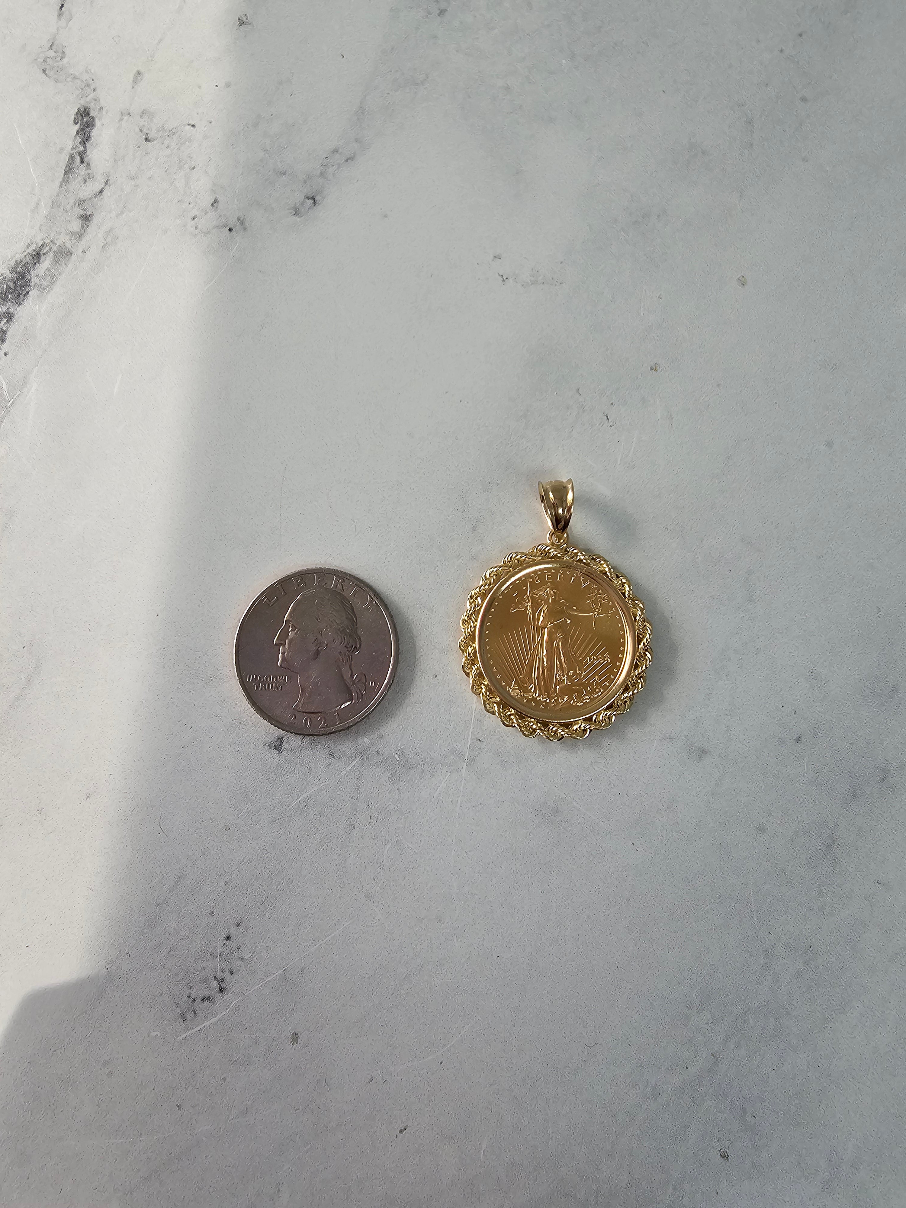 1/4OZ Lady Liberty Coin Necklace with Rope Halo