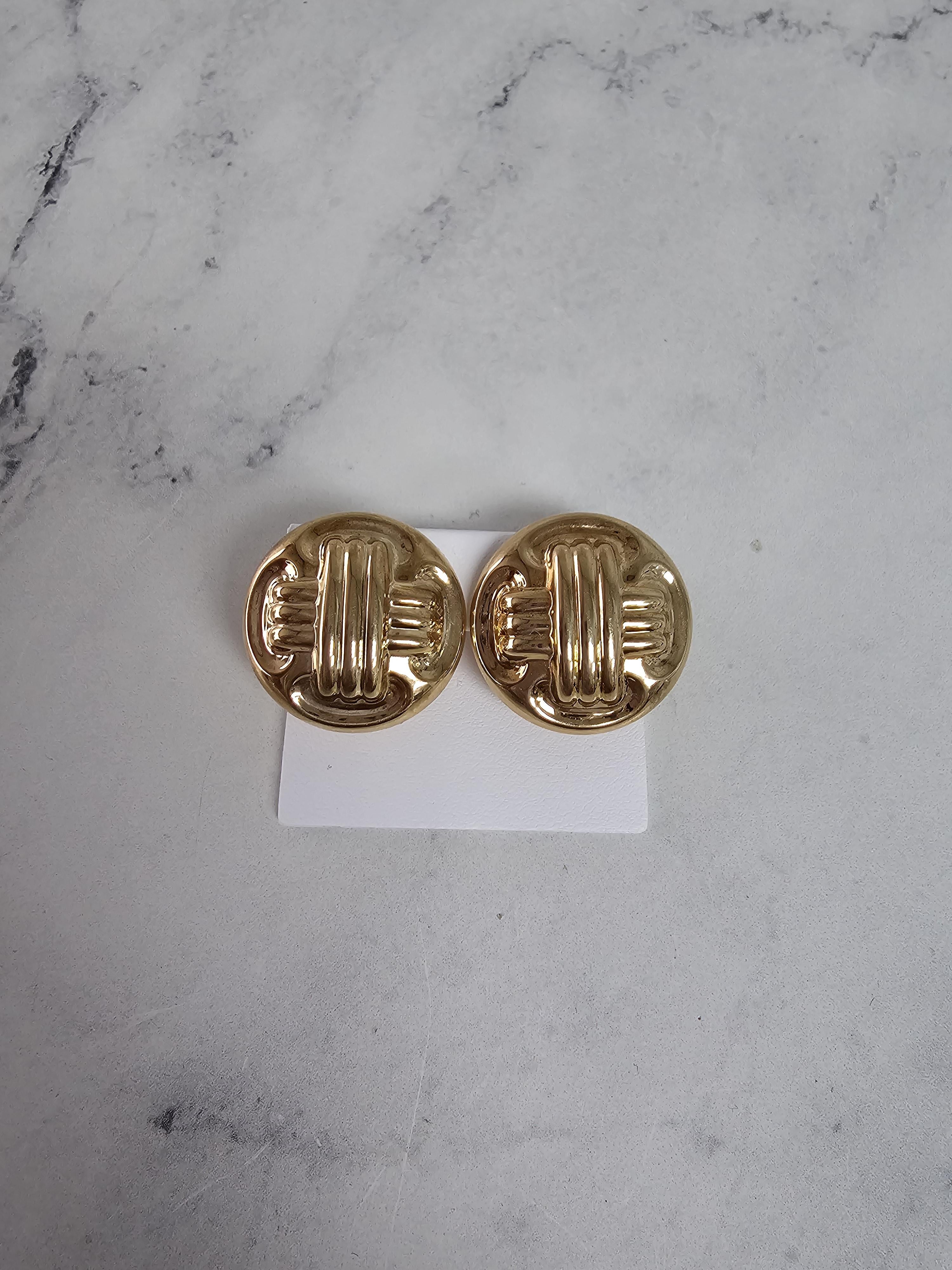 ROUND CHUNKY GOLD EARRINGS WITH TEXTURED DESIGN