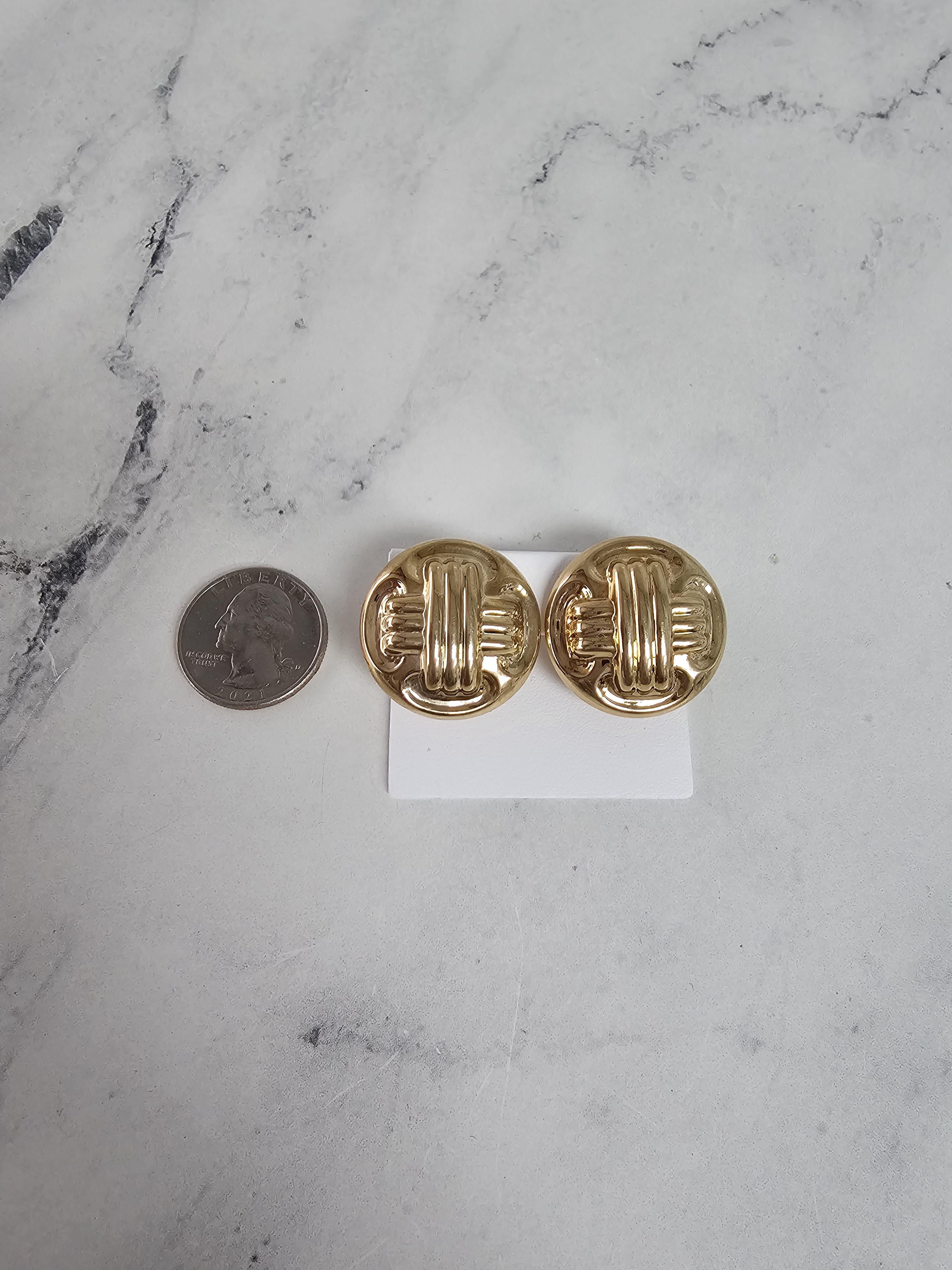 ROUND CHUNKY GOLD EARRINGS WITH TEXTURED DESIGN