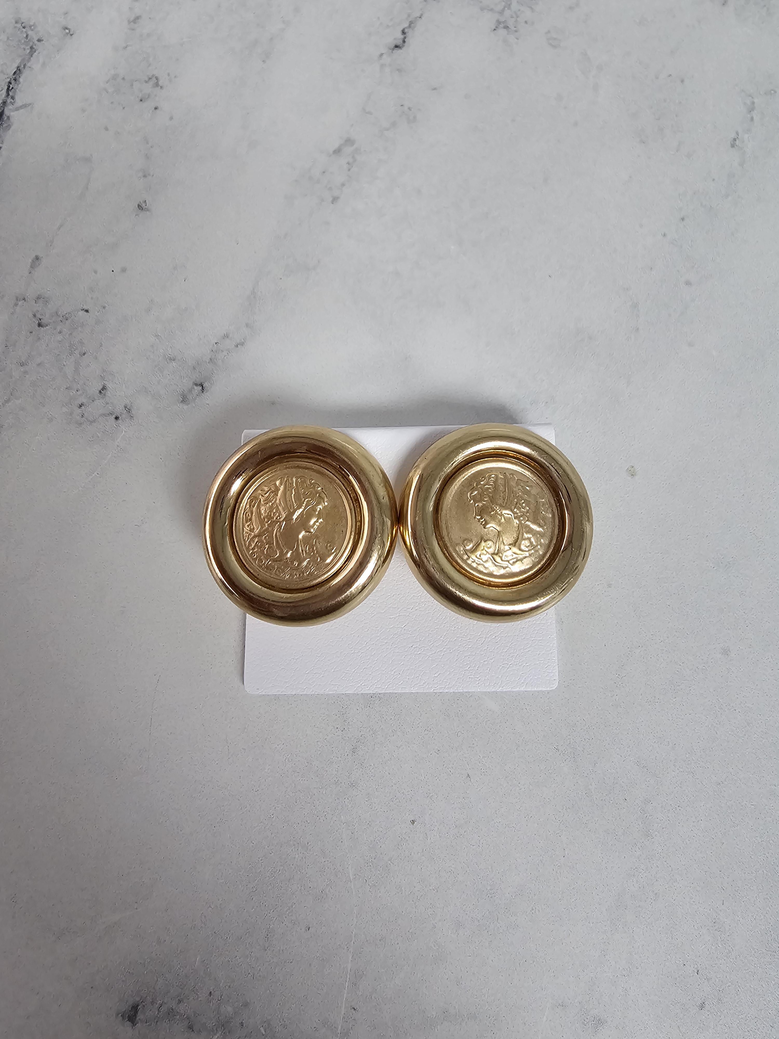 Greek Goddess Aphrodite with Dove Design Omega Clip-On Earrings