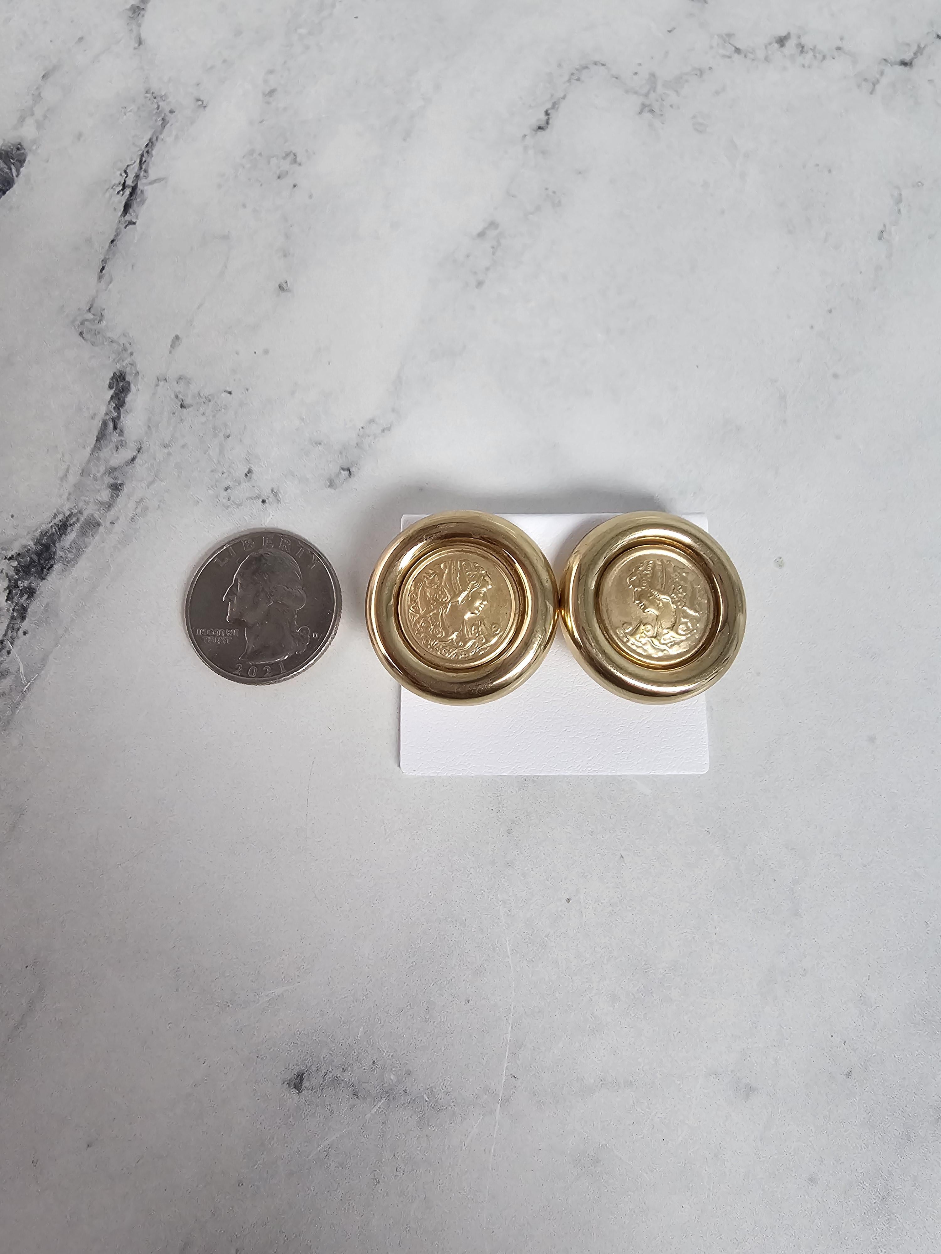 Greek Goddess Aphrodite with Dove Design Omega Clip-On Earrings