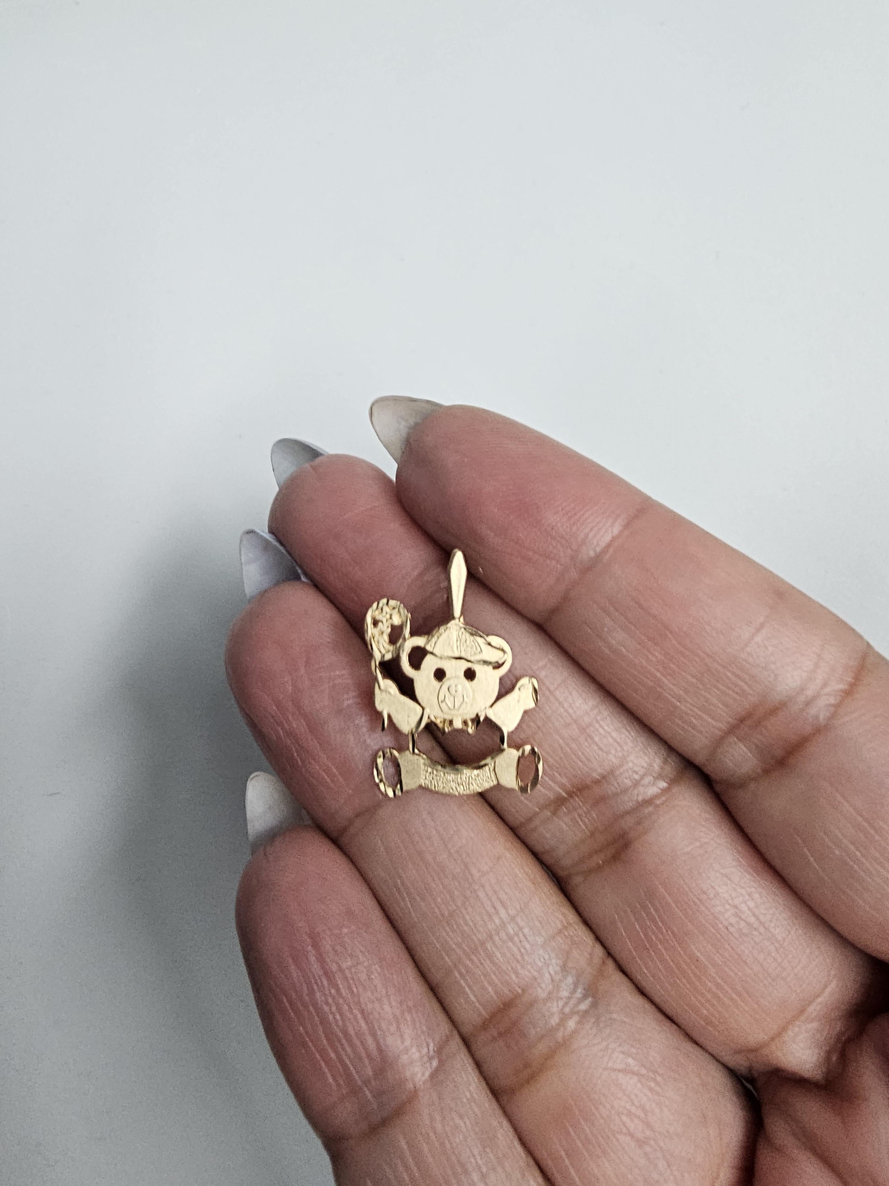 Teddy Bear with Balloon Charm with Diamond Cuts