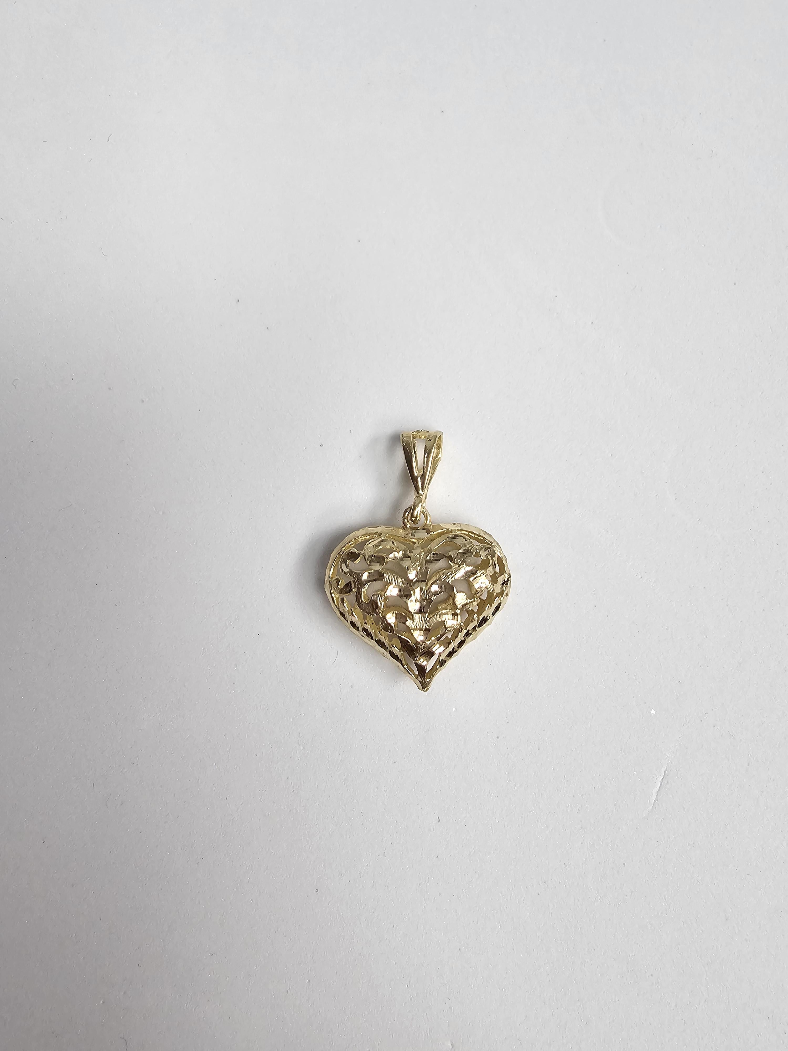 Large Bubble Gold Heart 10k Yellow Gold