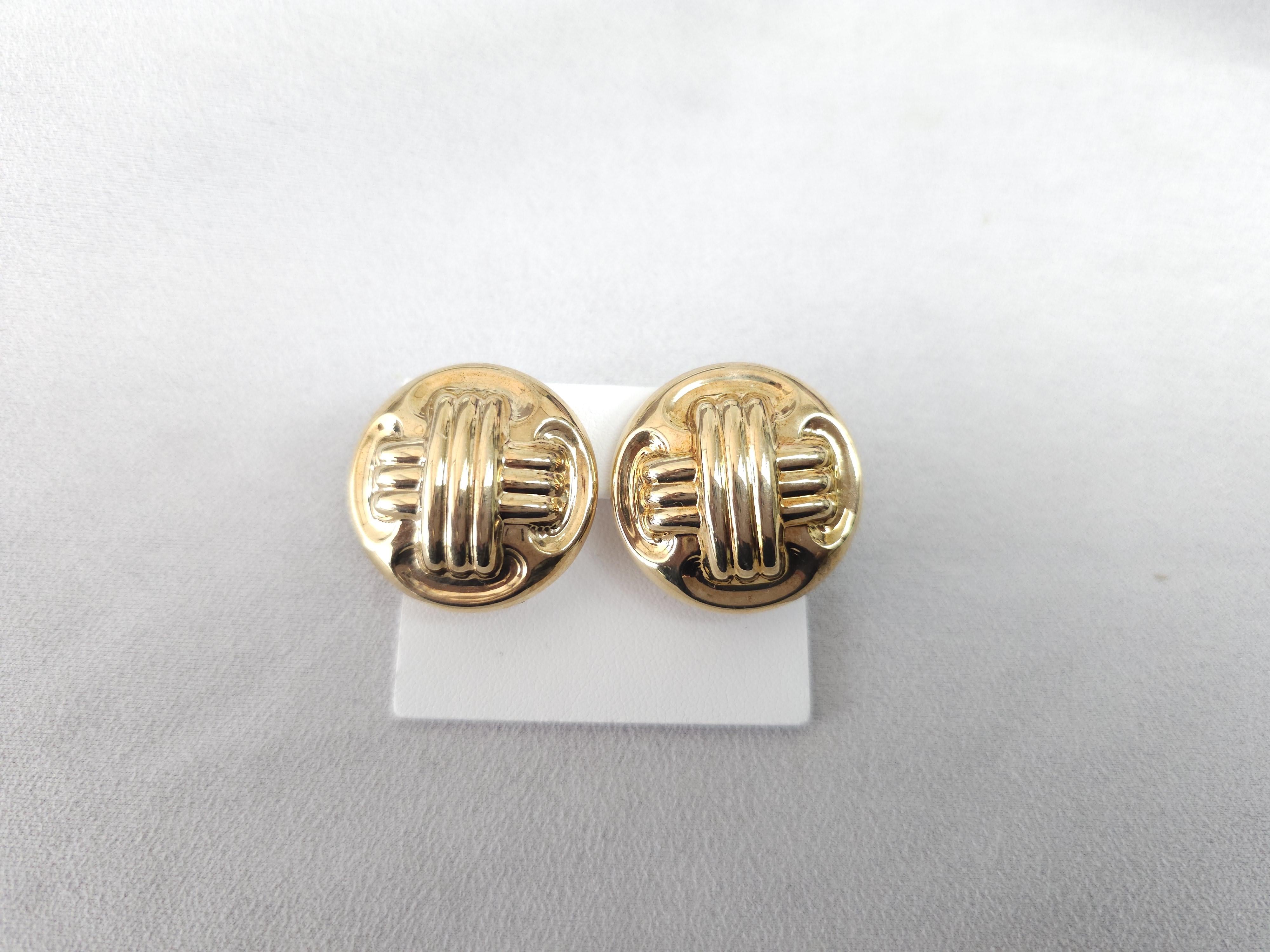 ROUND CHUNKY GOLD EARRINGS WITH TEXTURED DESIGN