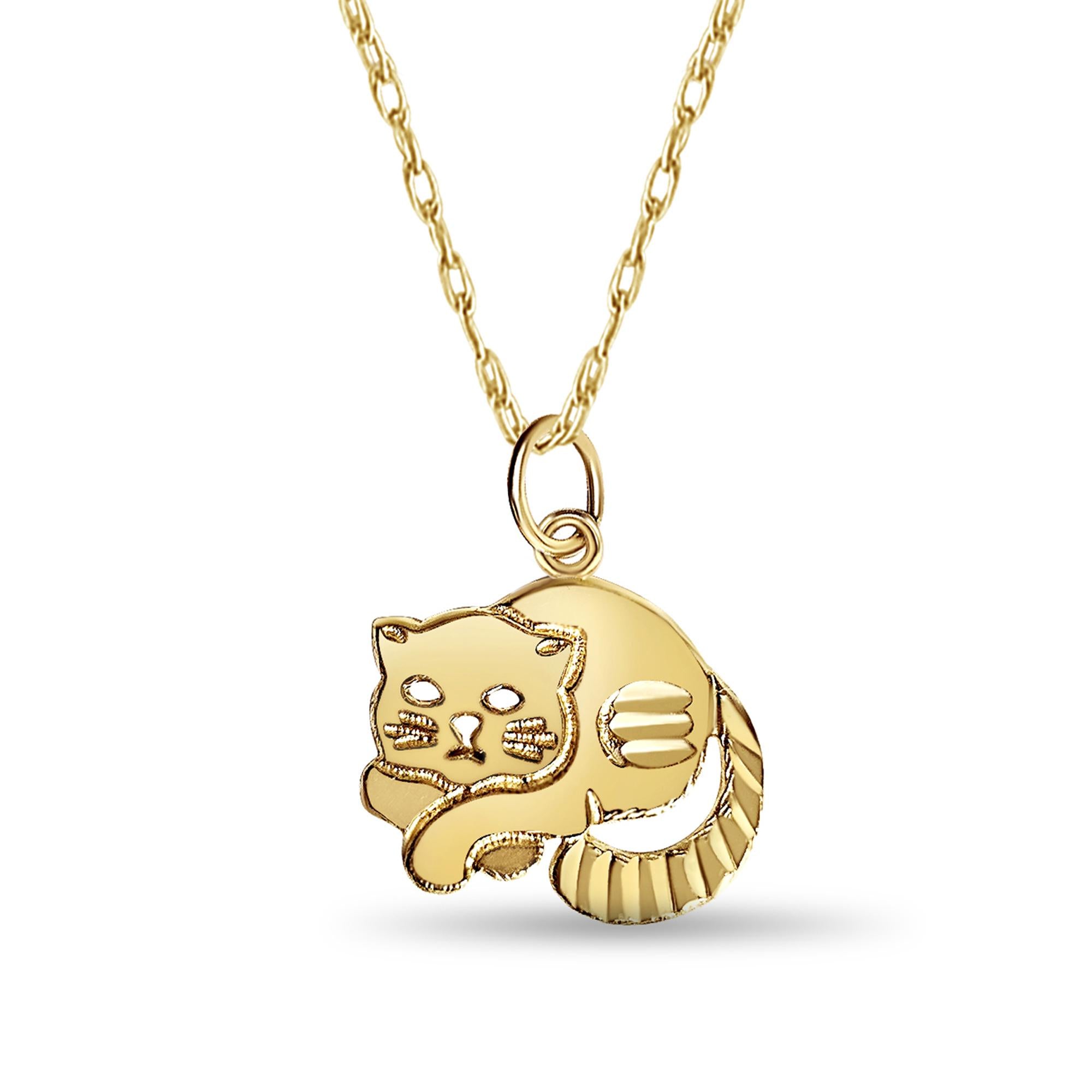 Cat Gold Charm 14k Yellow Gold