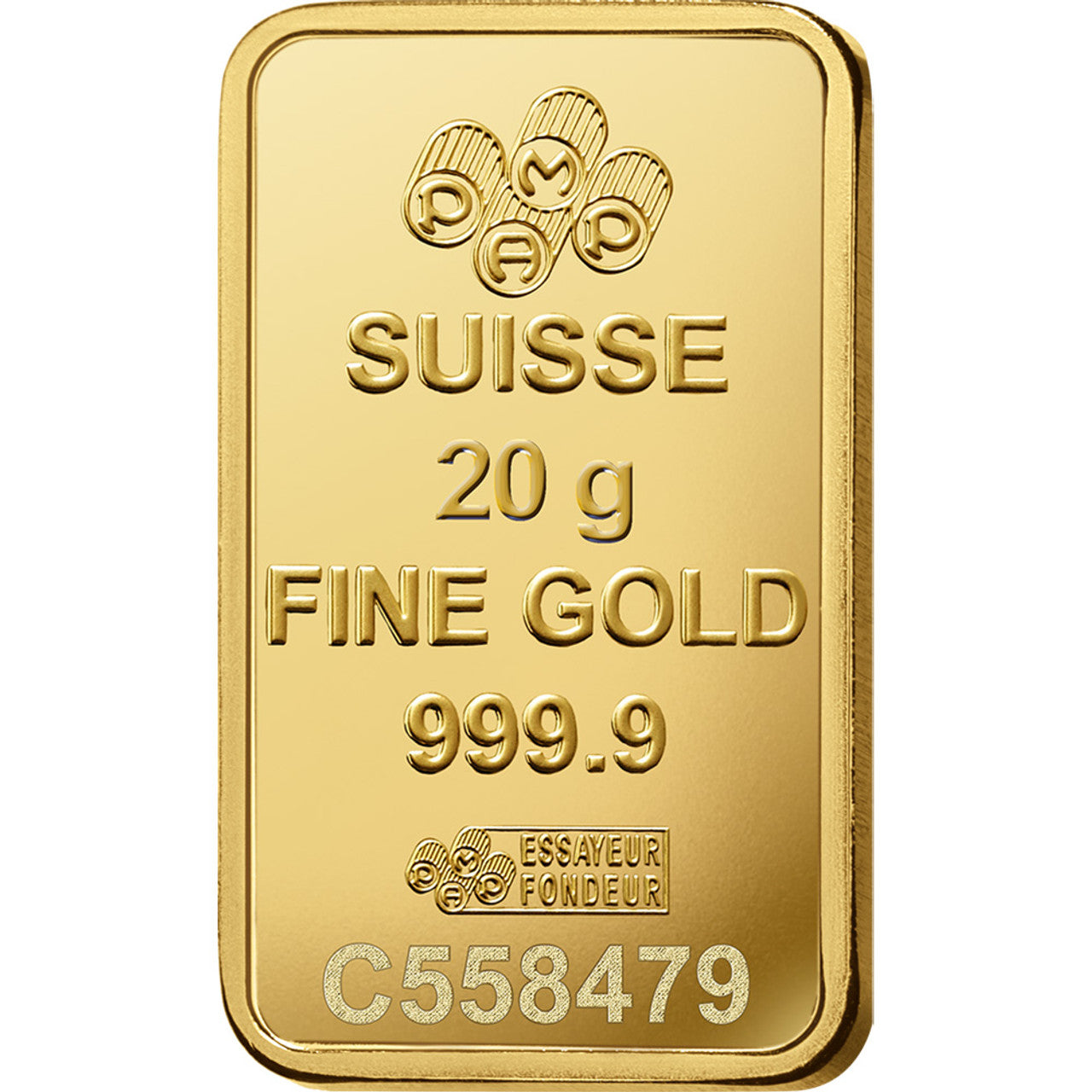 20 Gram Pamp Credit Suisse Gold Bar with Polished Bezel