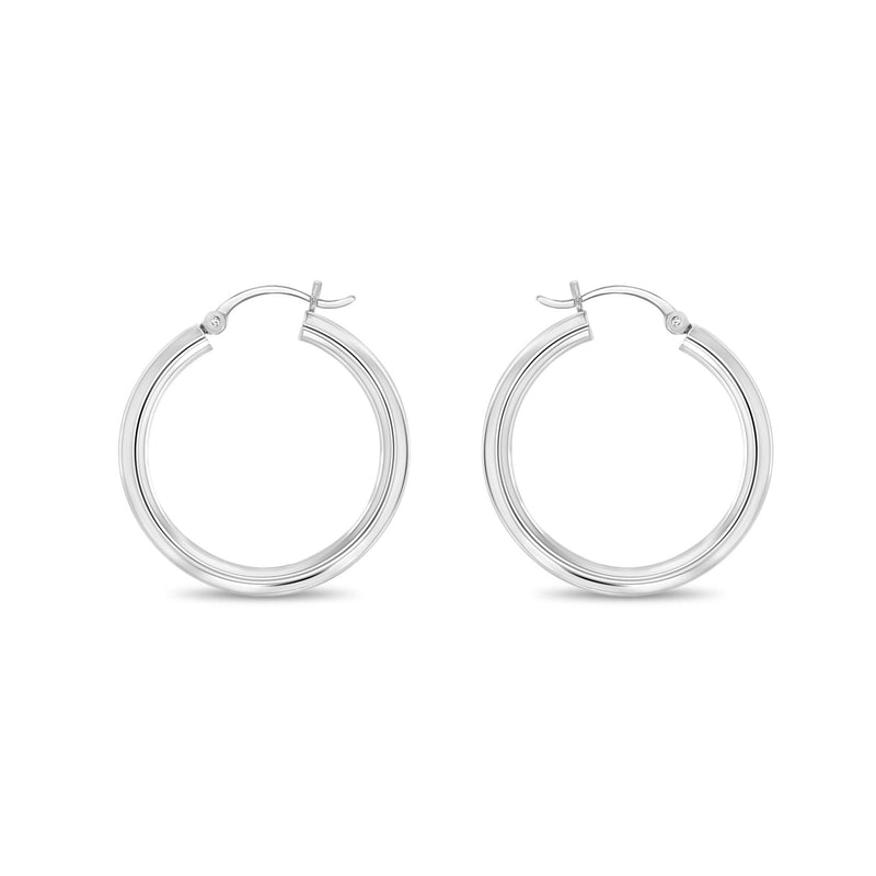 25MM or 30MMPolished 14k White Gold Hoops