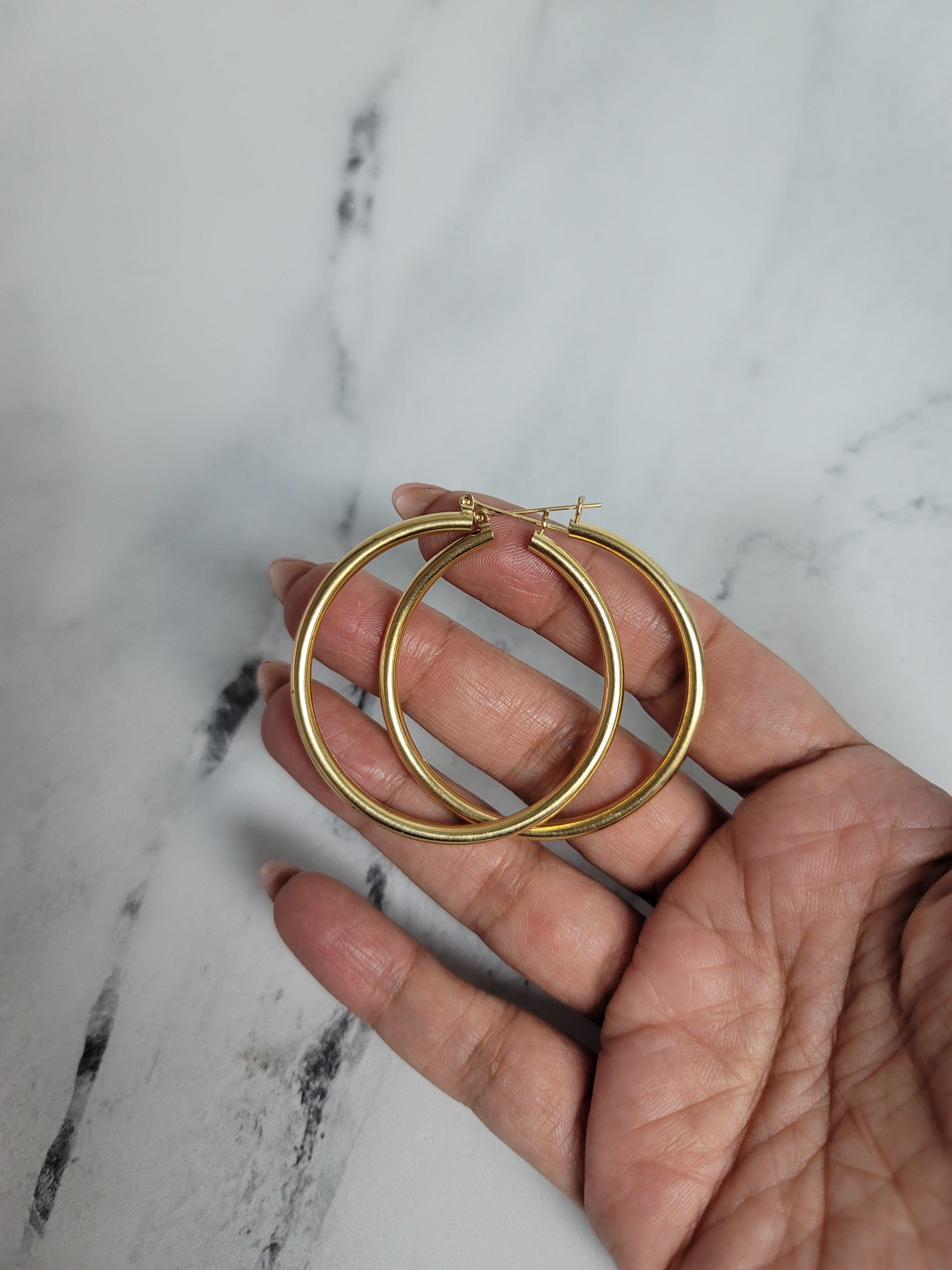 2.5 Inch Polished Classic 14k Yellow Gold Hoops