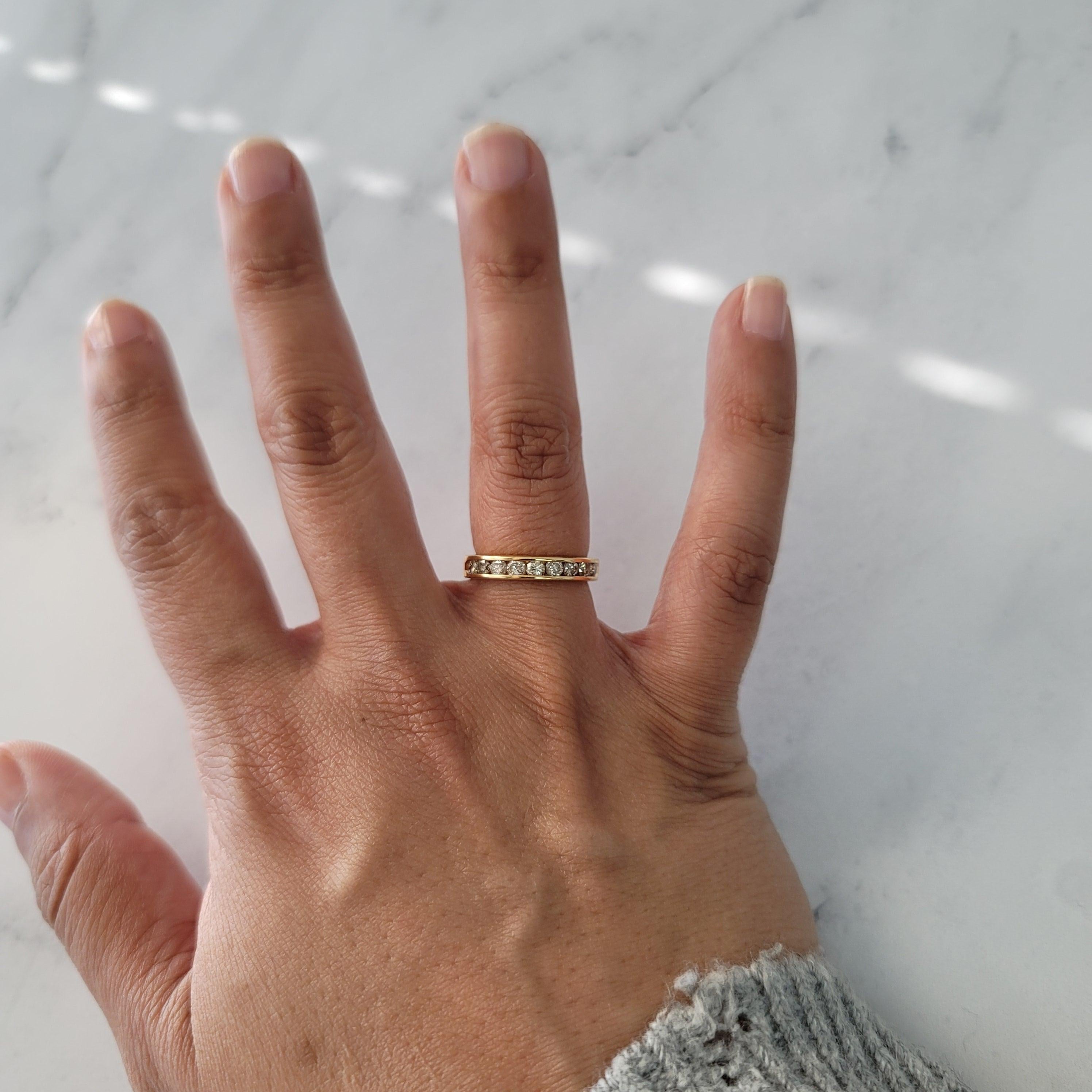 3.5MM Three Quarter Diamond Wedding Band