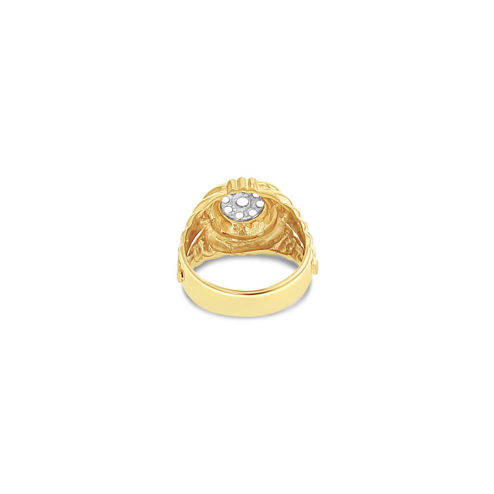 Bague de style présidentiel Rolex en diamant avec lunette cannelée