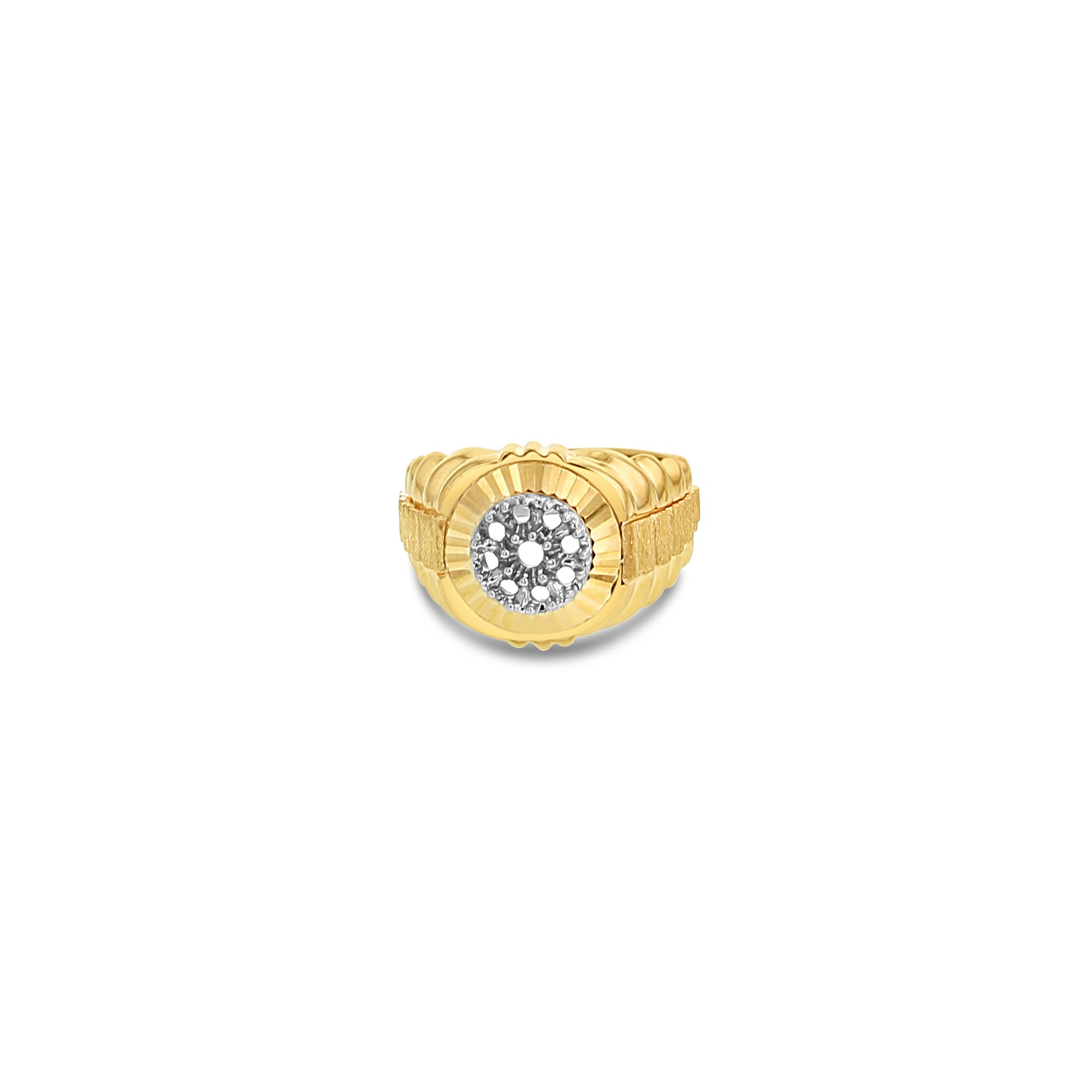 Bague de style présidentiel Rolex en diamant avec lunette cannelée