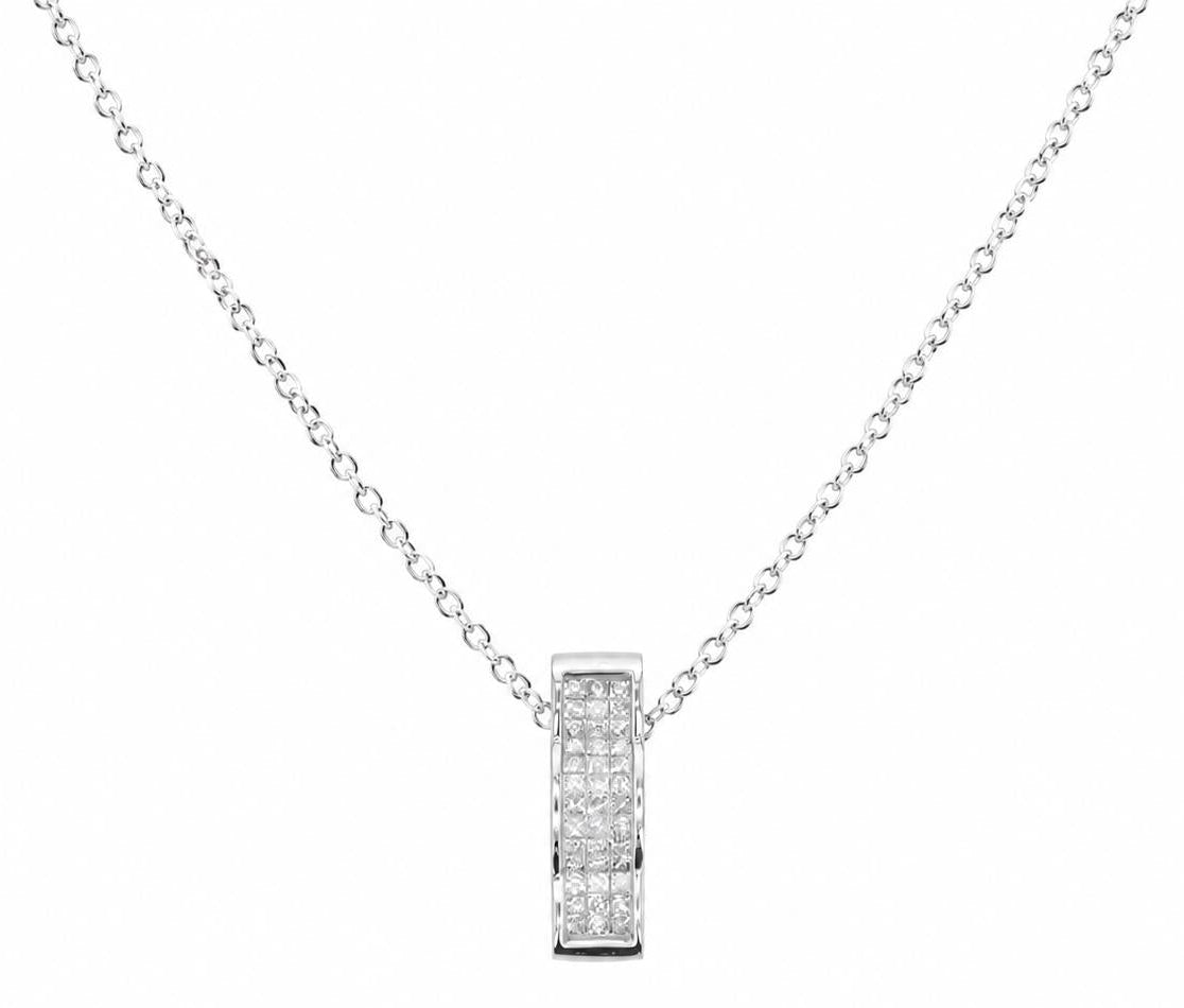 Princess Cut Diamond Necklace .50cttw 14k White Gold