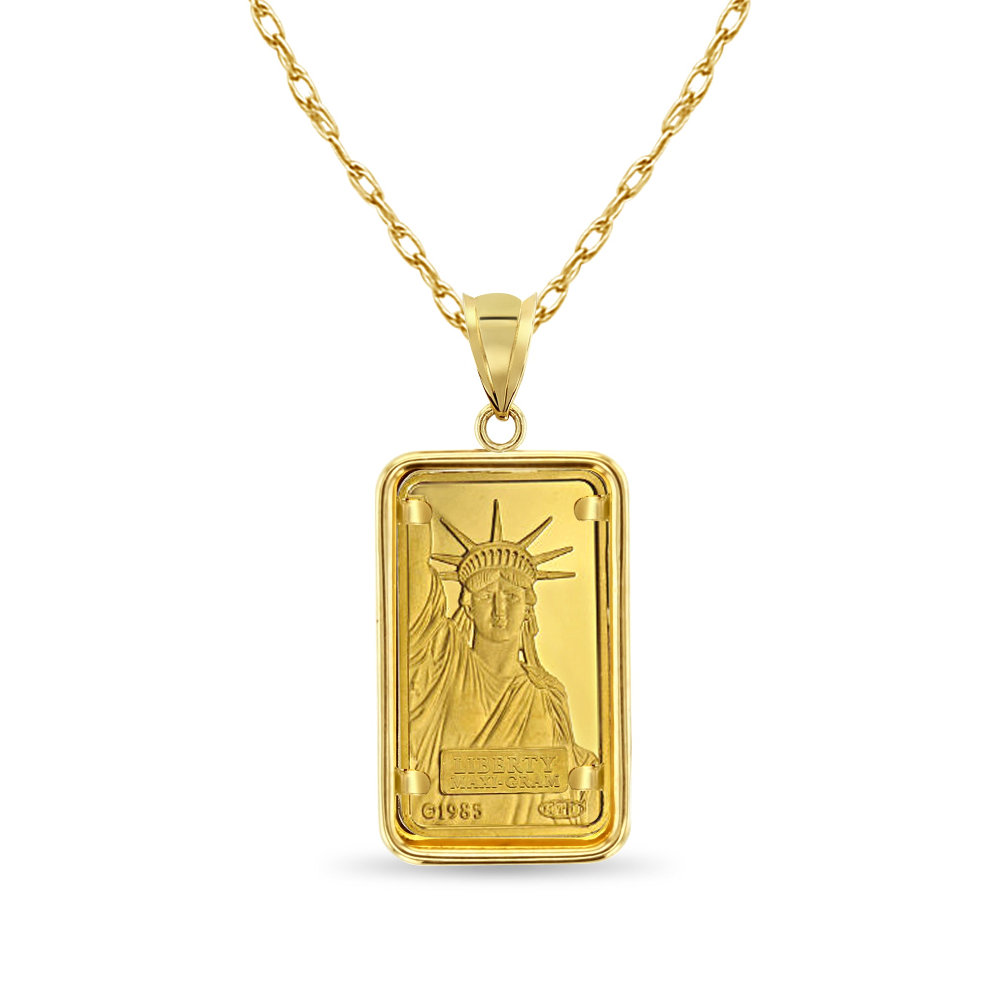 Collar con moneda de oro de 5 gramos de Pamp Credit Suisse con bisel pulido