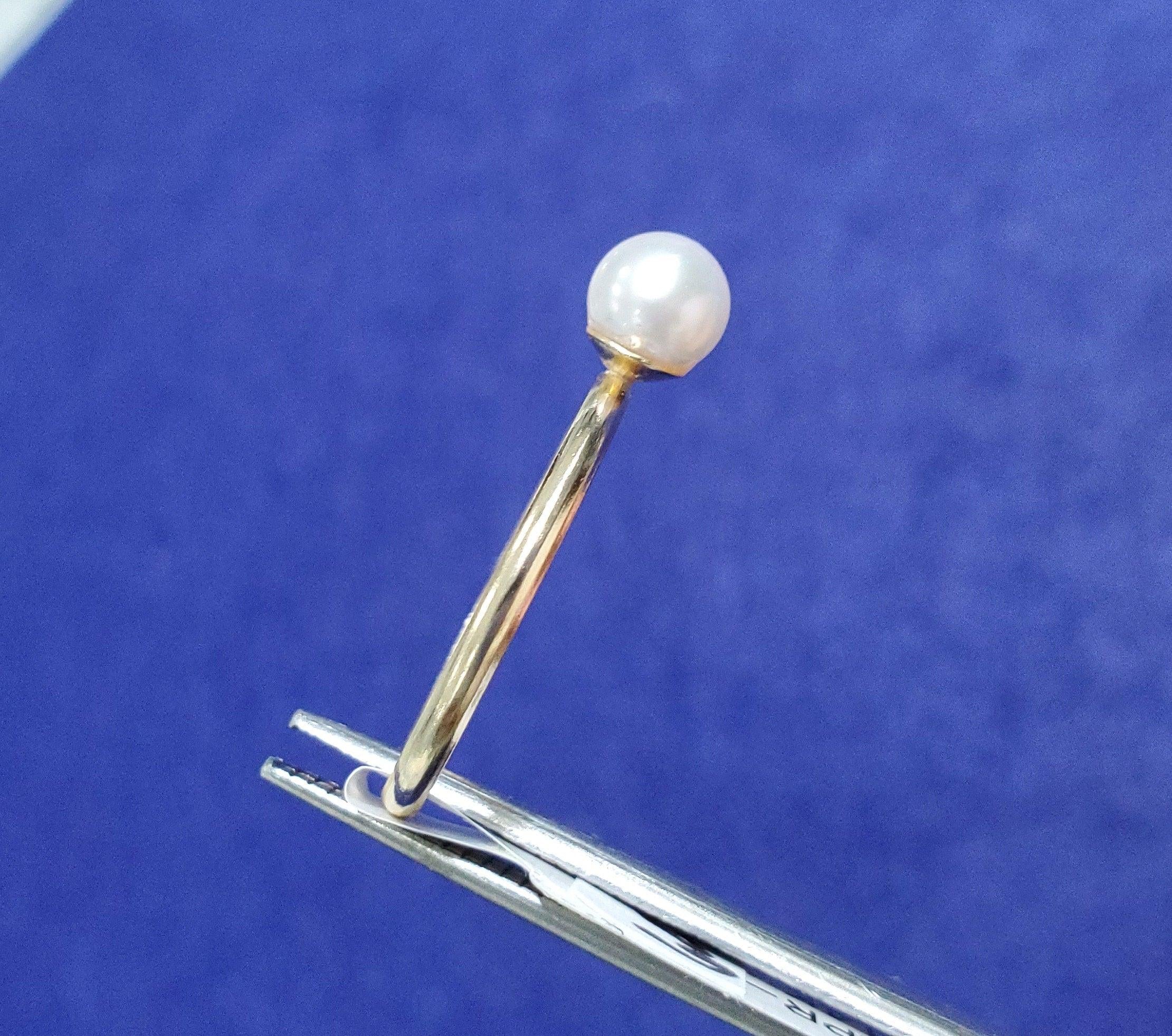 5mm - 6mm Solitaire Cultured Pearl Ring 14k Yellow Gold