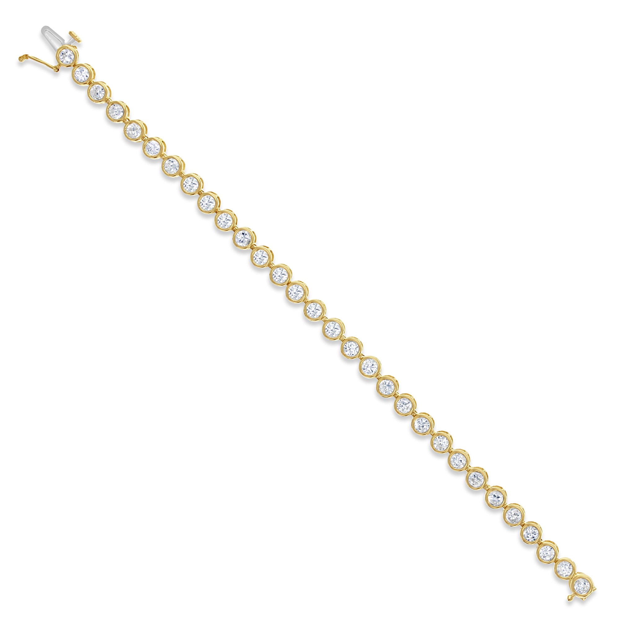 Pulsera de tenis con bisel de circonita cúbica en oro blanco o amarillo de 14 k