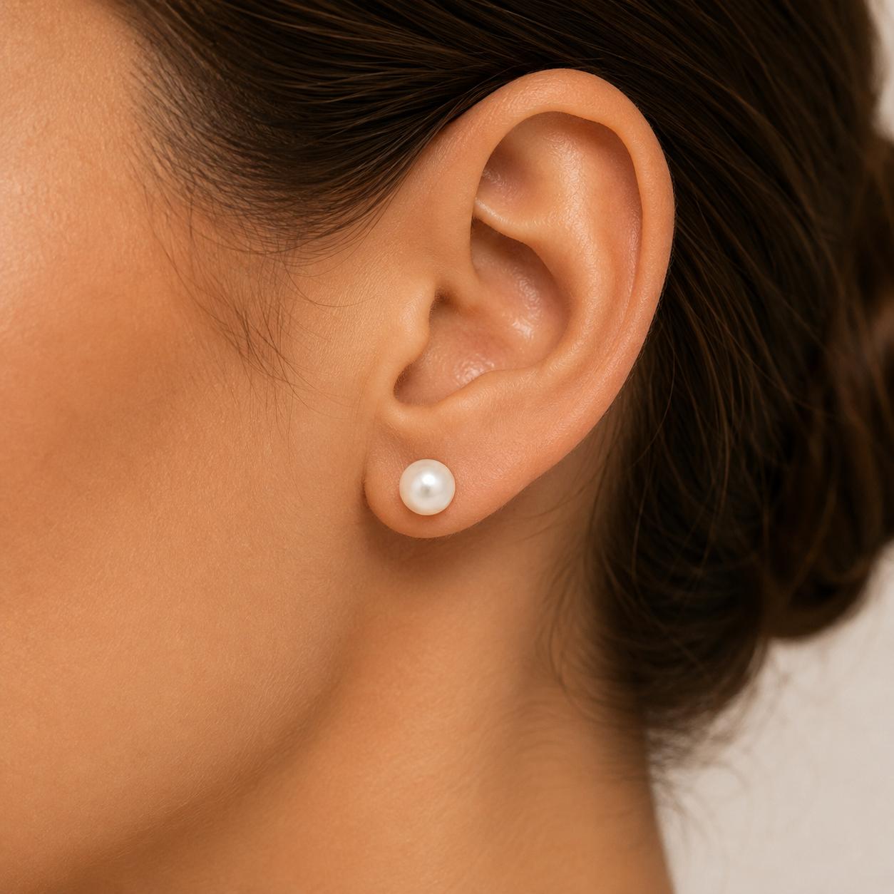 8MM - 8.5MM Cultured Pearl Studs 14k White Gold