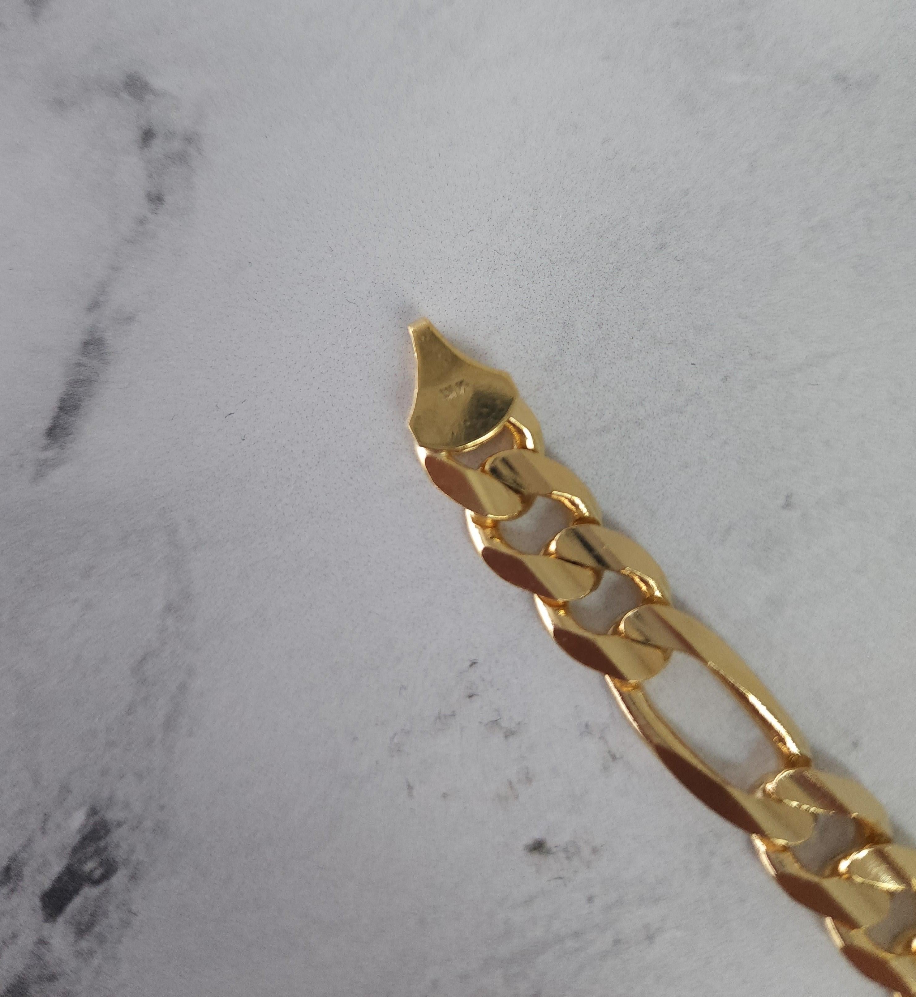 9MM Classic Figaro Bracelet/Anklet 14k Yellow Gold