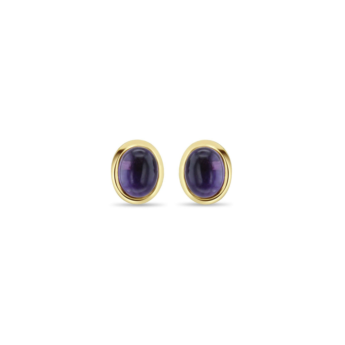 Amethyst Cabochon Studs 14k Yellow Gold