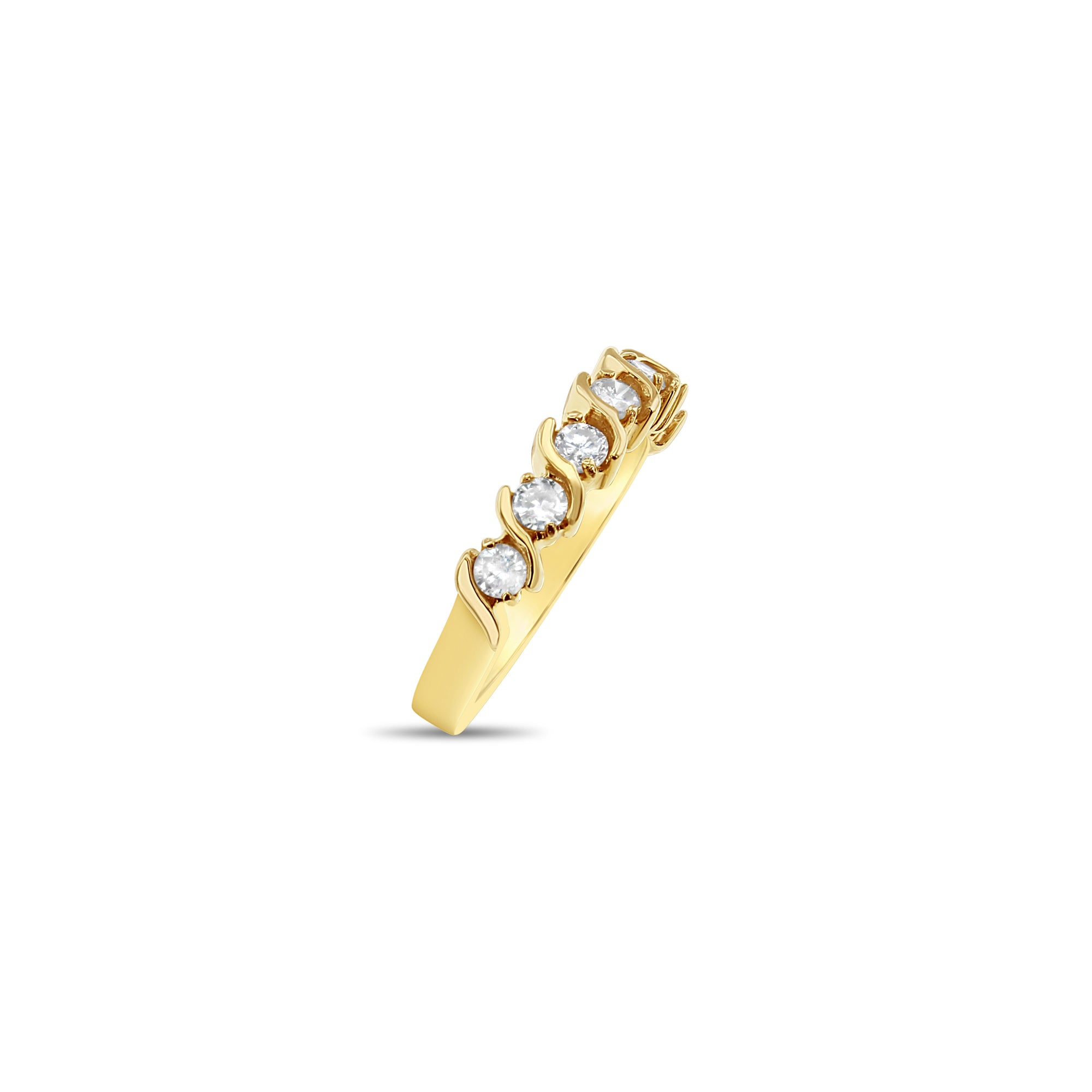 Alianza de boda con diamantes estilo S, 0,60 ct, oro amarillo de 14 k