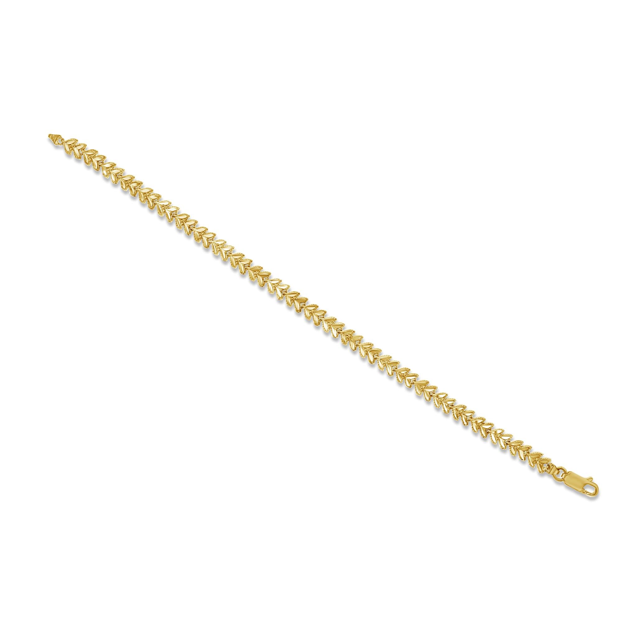 Leaf Design with Diamond Cuts Bracelet 14k Yellow Gold