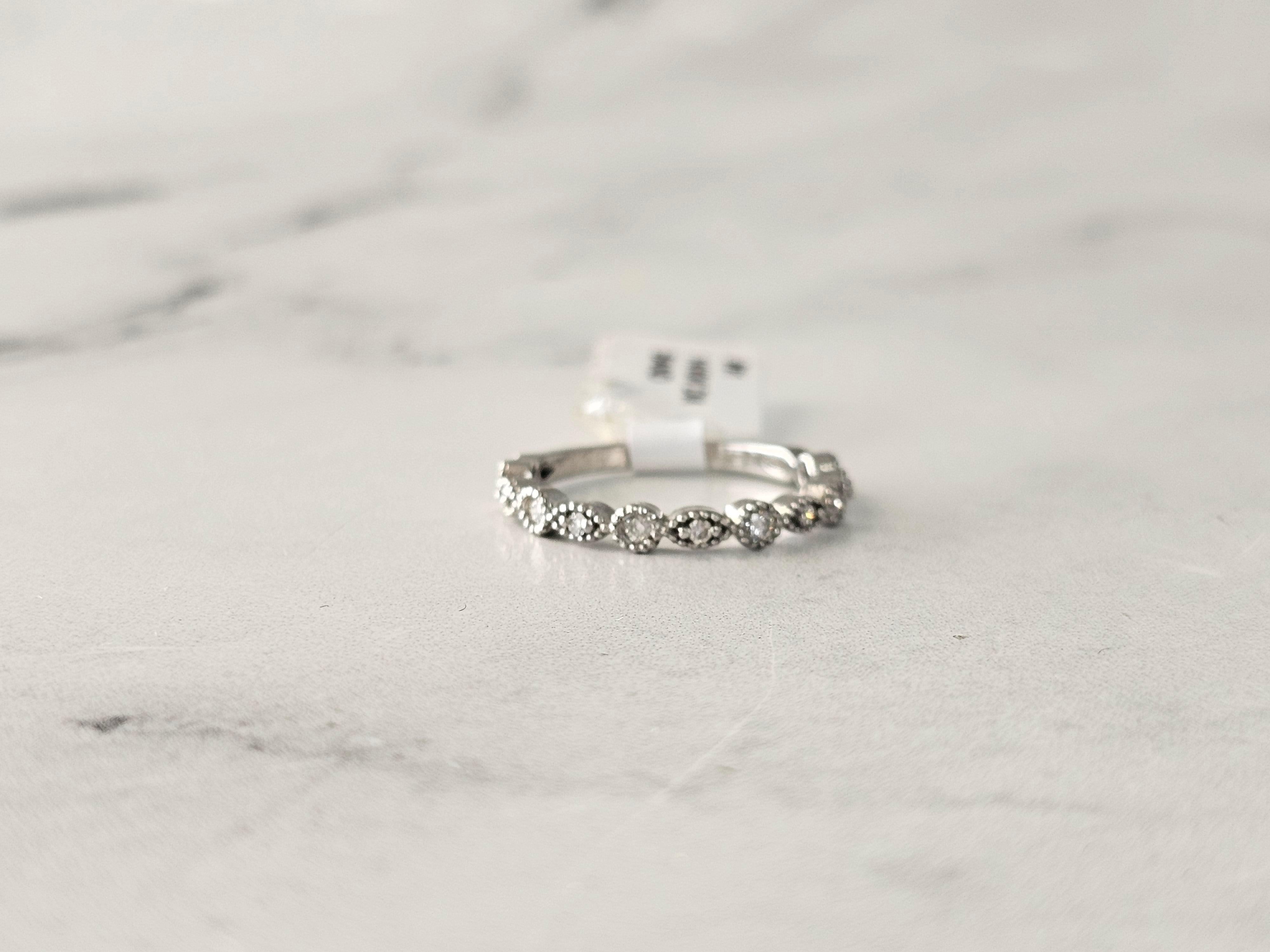 Bead Set Diamond Stackable Band .30cttw 14k White Gold