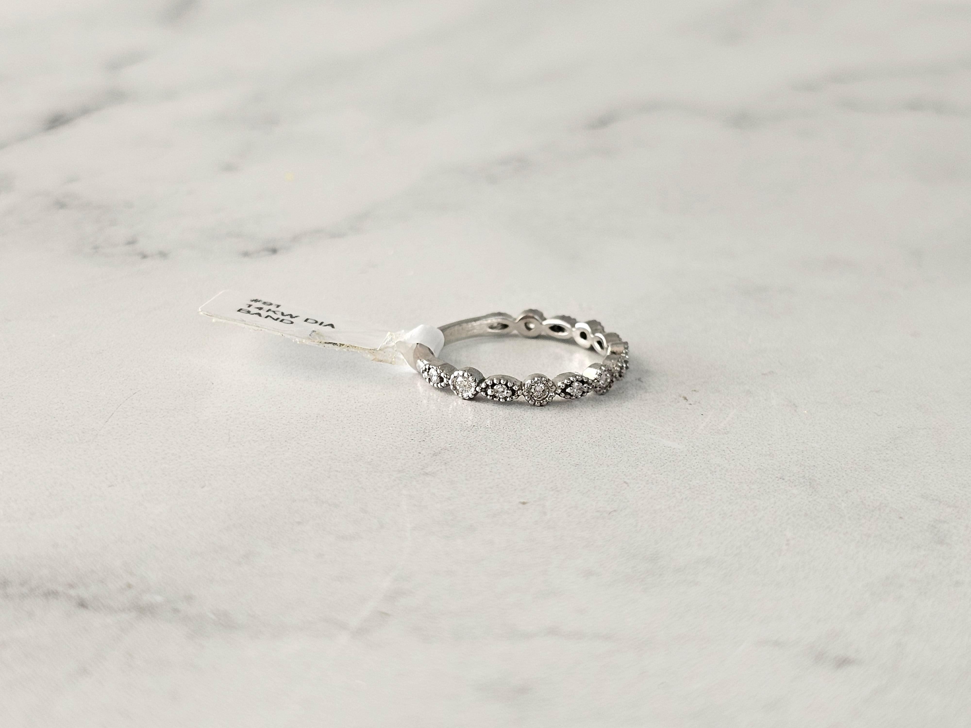 Bead Set Diamond Stackable Band .30cttw 14k White Gold