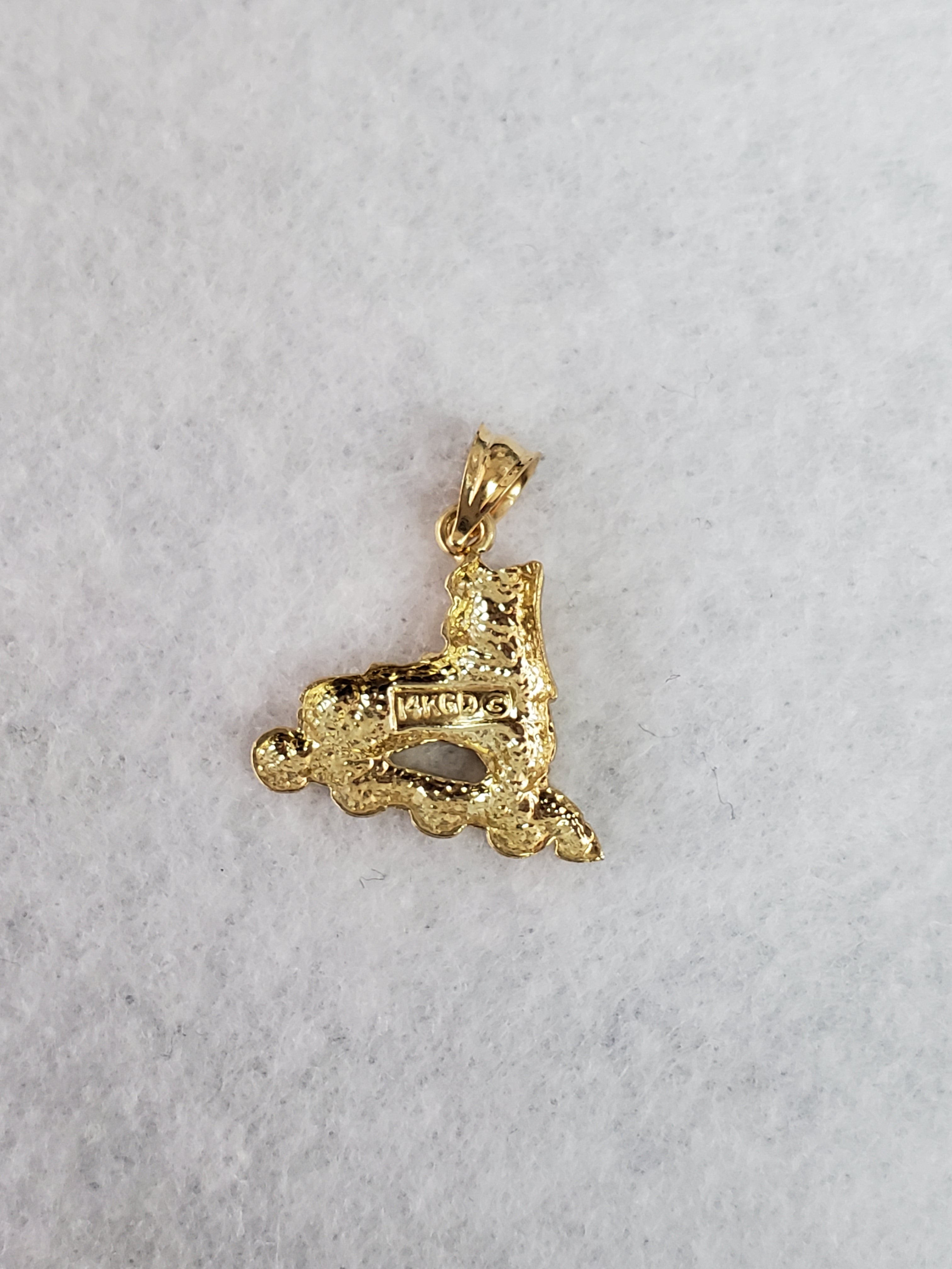 Rollerblades with Diamond Cuts Charm/Pendant 14k Yellow Gold