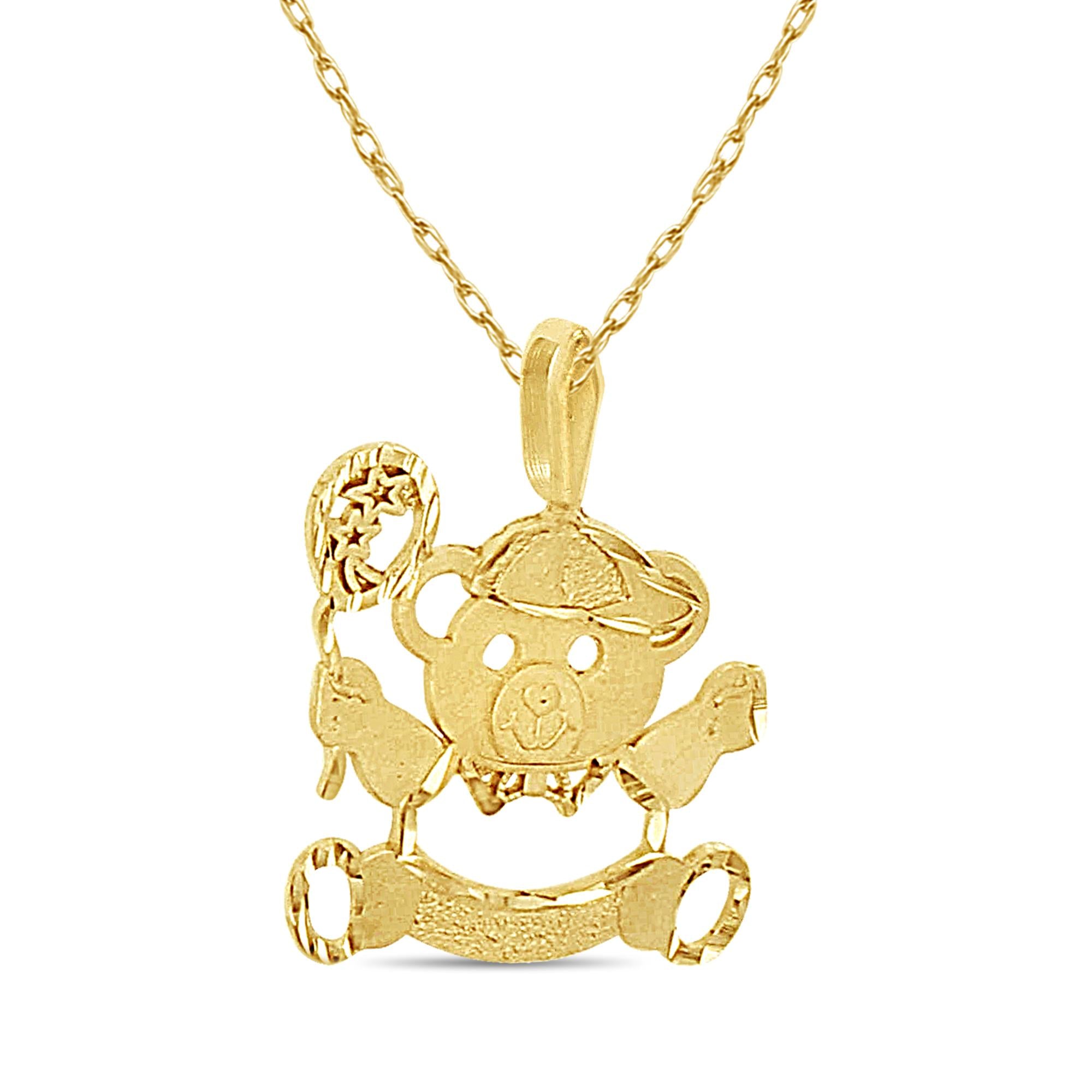 Teddy Bear with Balloon Charm with Diamond Cuts