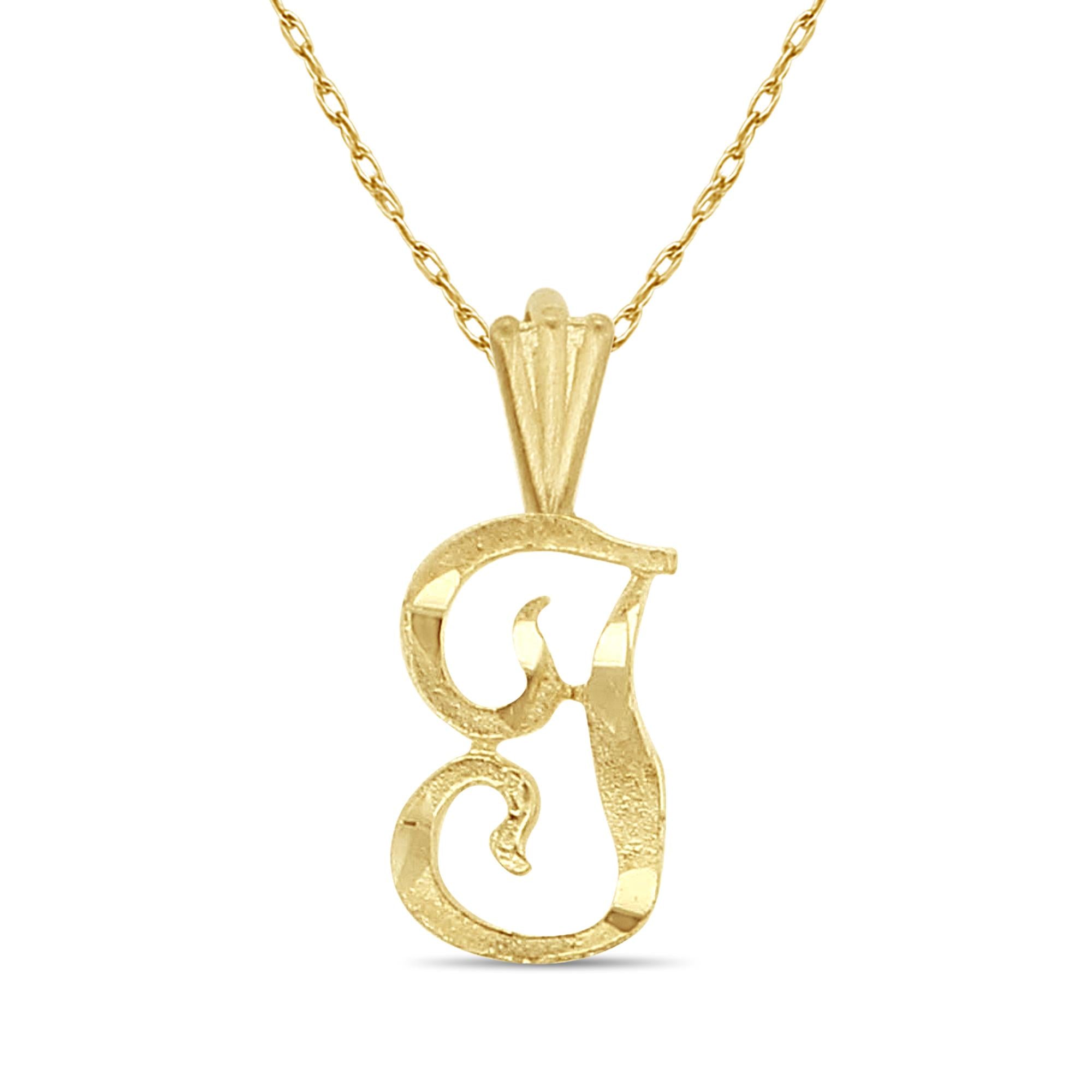 Initial 'J' Gold Necklace 14k Yellow Gold