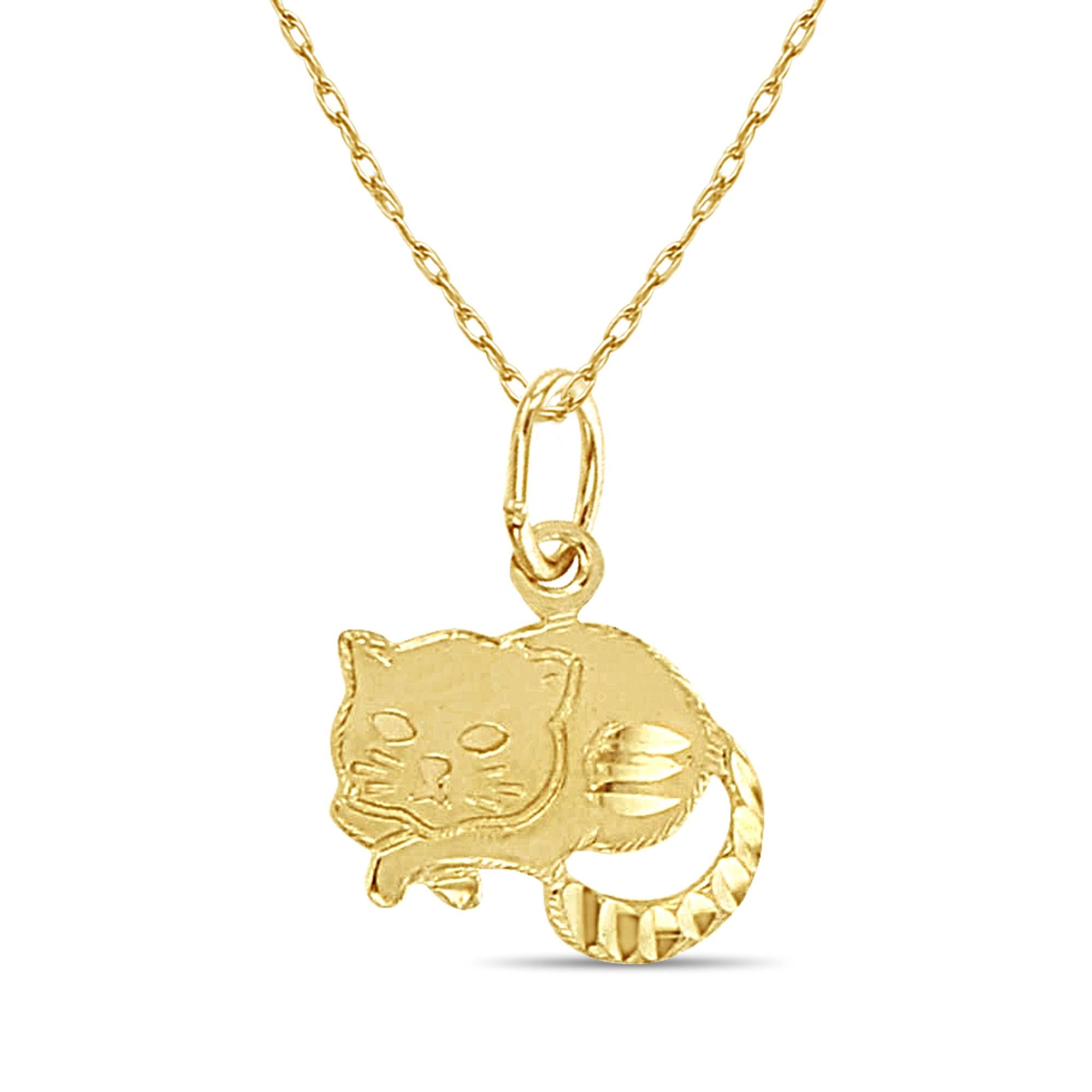 Cat Kitten Charm with Diamond Cuts