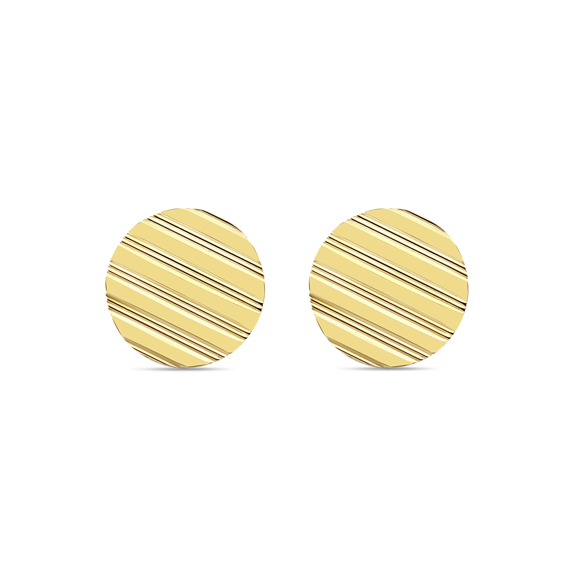 Gemelos con diseño de línea en oro amarillo de 14k