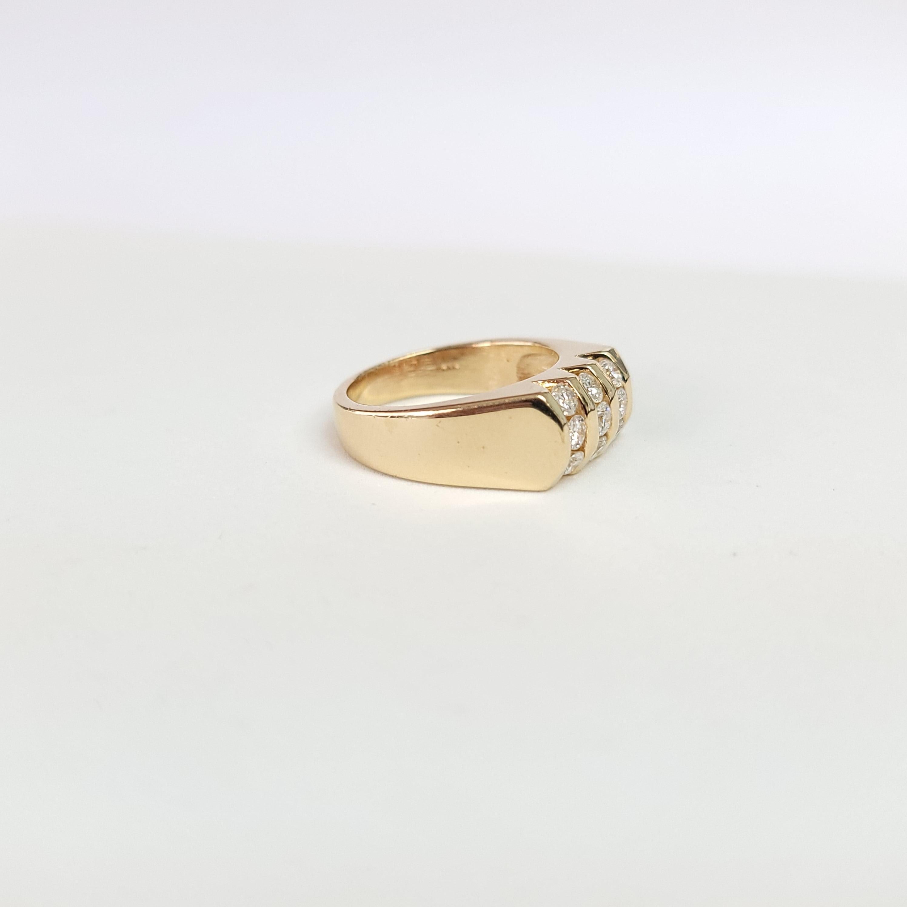 Curved Nine Stone Mens Diamond Ring 1.00cttw 14k Yellow Gold