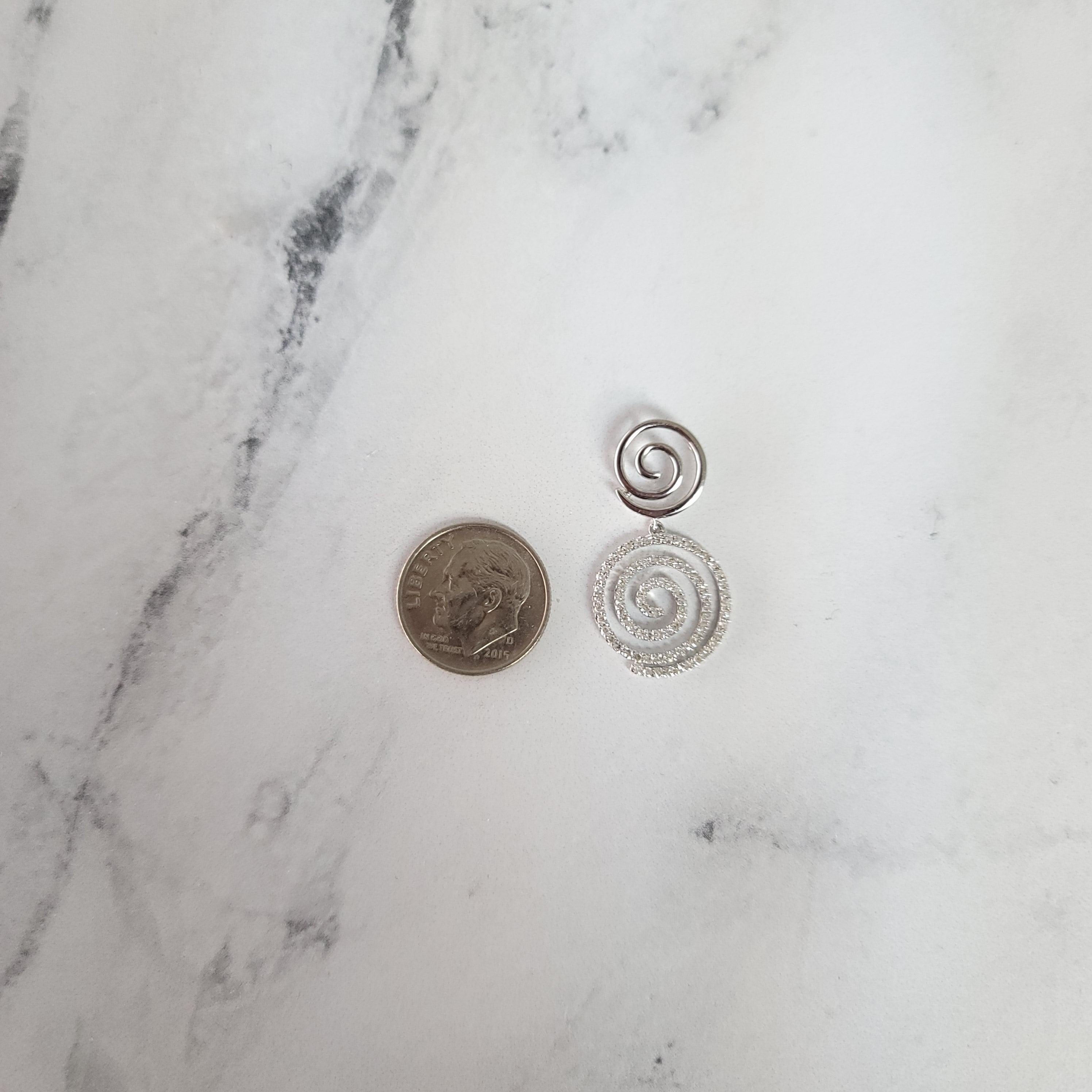 Cyclone Infinity Swirl Circle Diamond Pendant .37cttw 14K White Gold