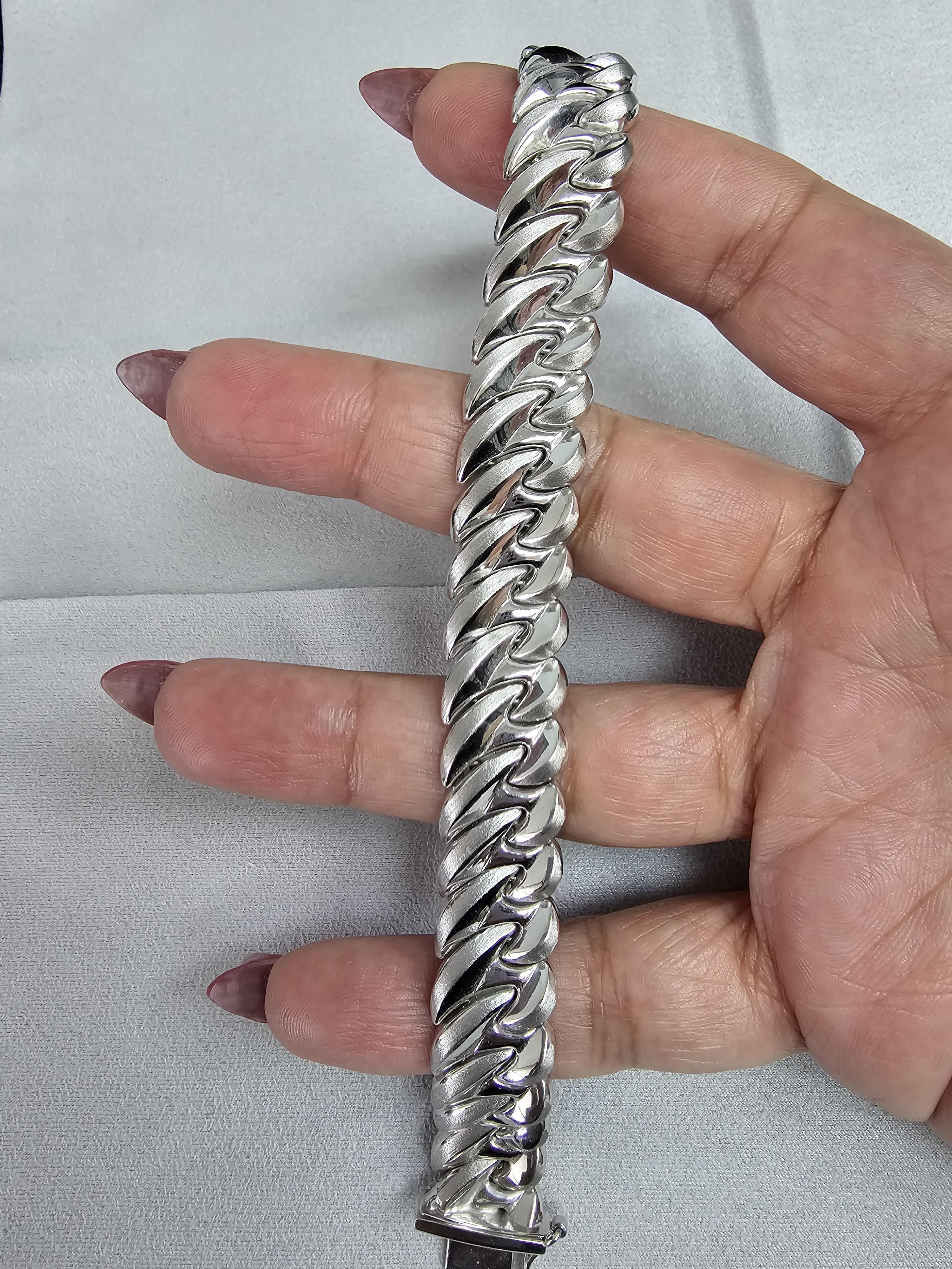 Polished & Brushed Satin Wave Style 14k White Gold