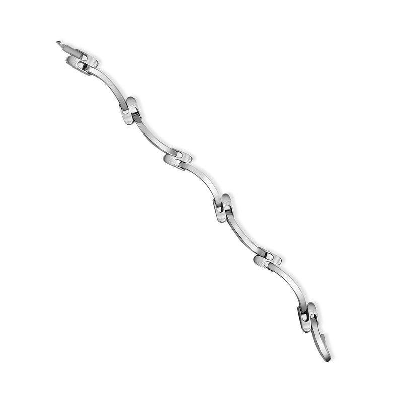 'S' Link Wave Link Bracelet 14k White Gold