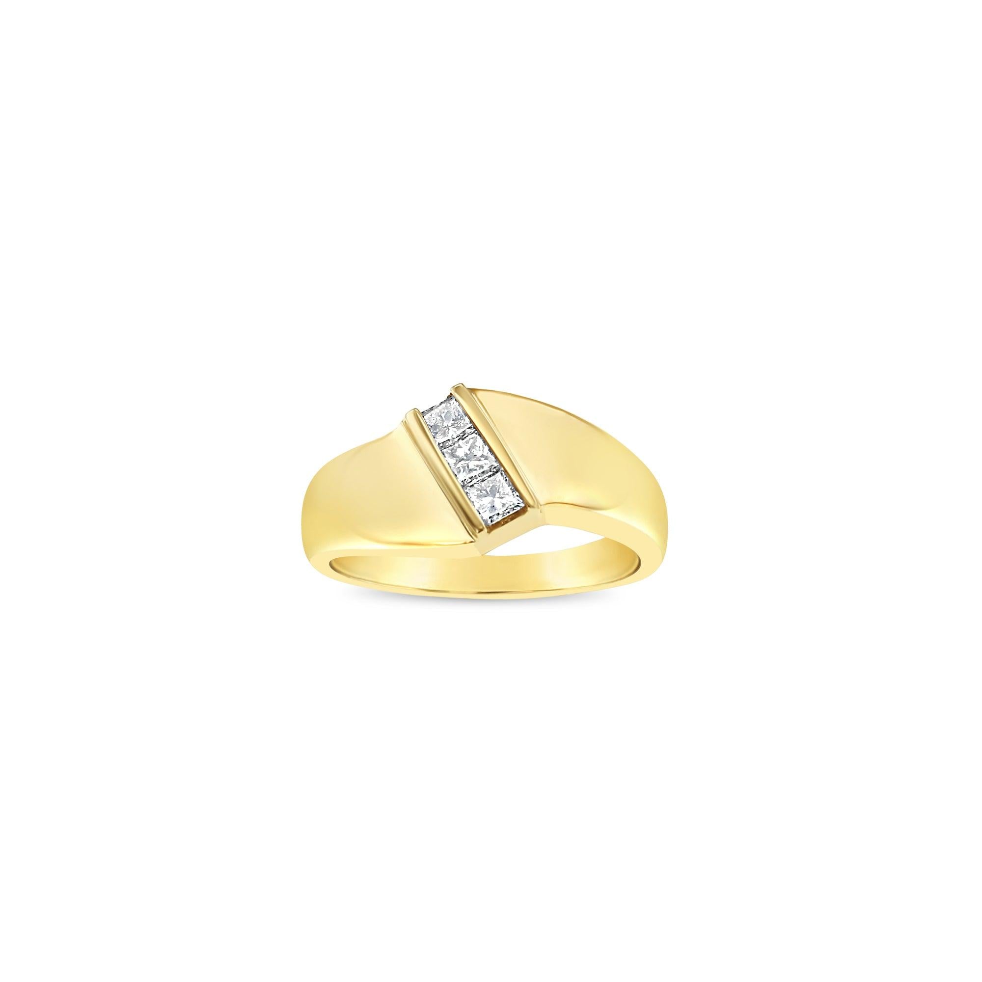 Diagonal Princess Cut Diamond Ring .27cttw 14k Yellow Gold