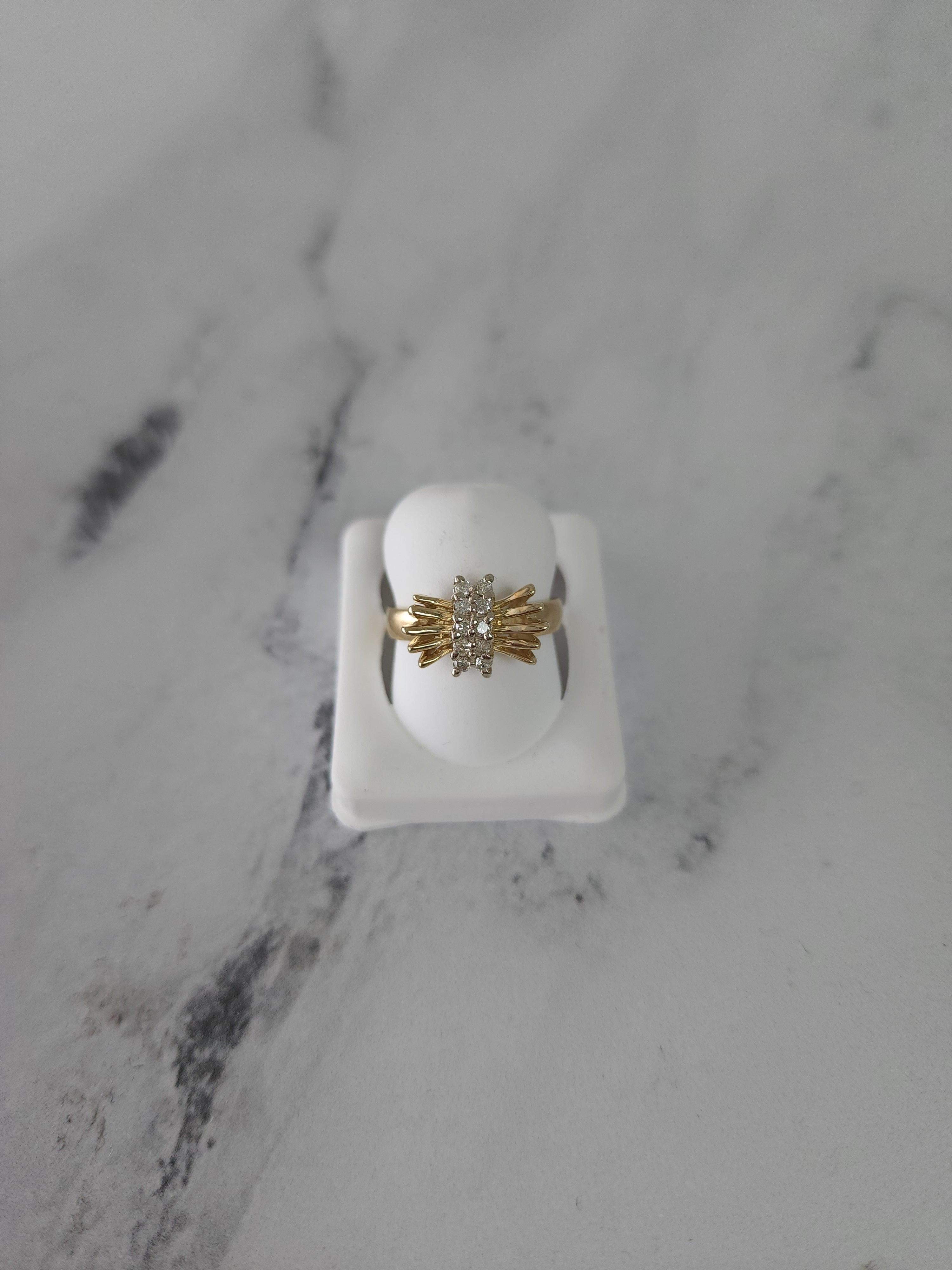 Diamond Bow Style Ring 14k Yellow Gold