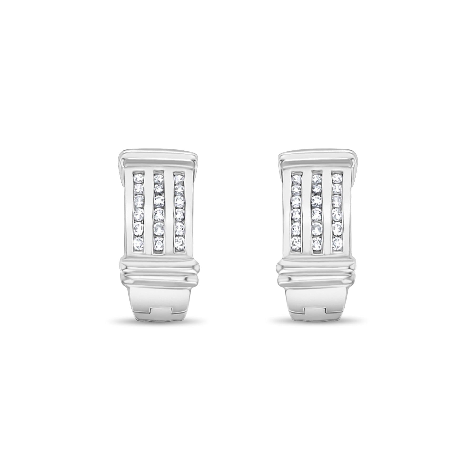 Diamond Huggie Earrings .54cttw 14k White Gold