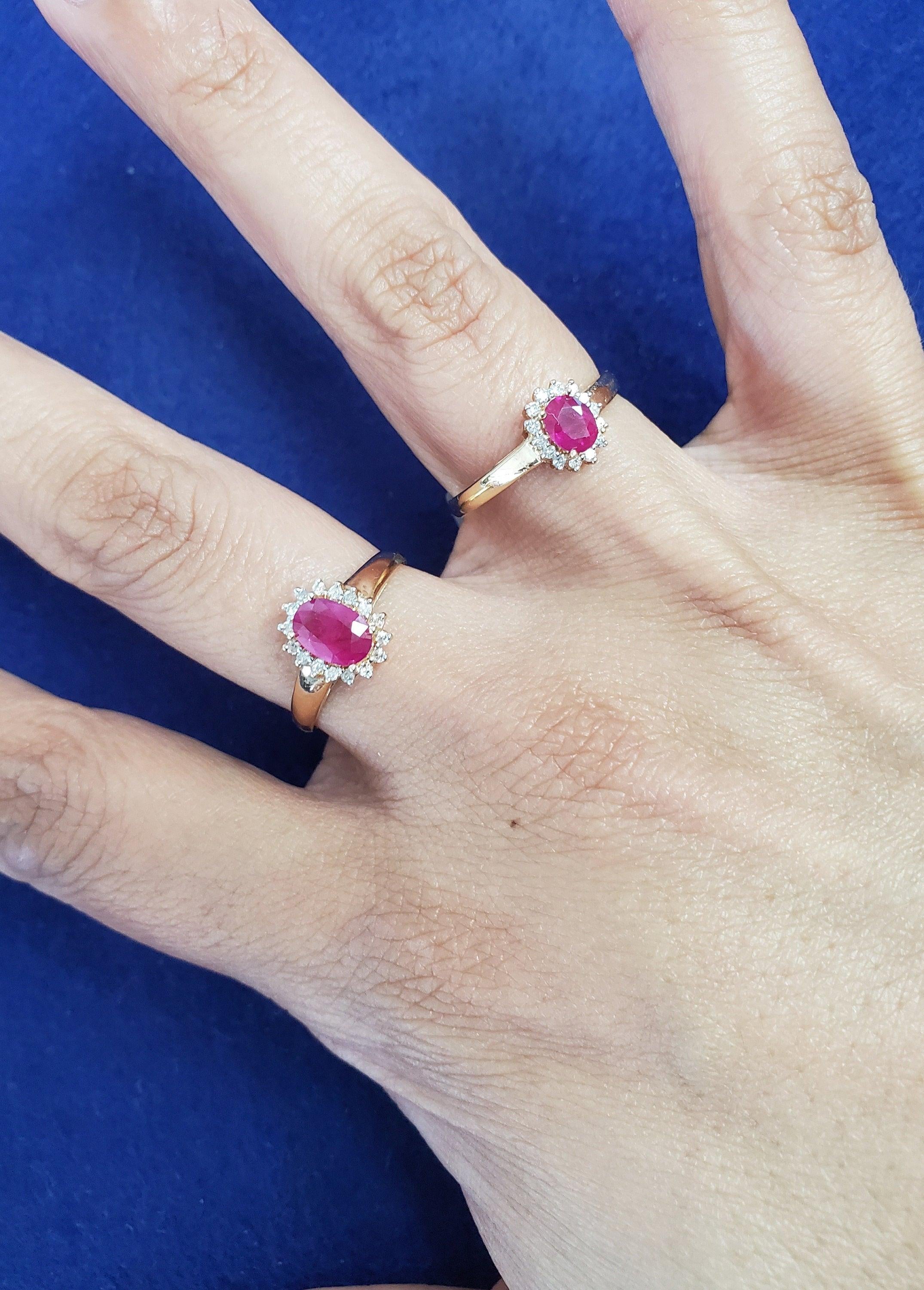 Diamond Ruby Halo Ring .60cttw 14K Yellow Gold