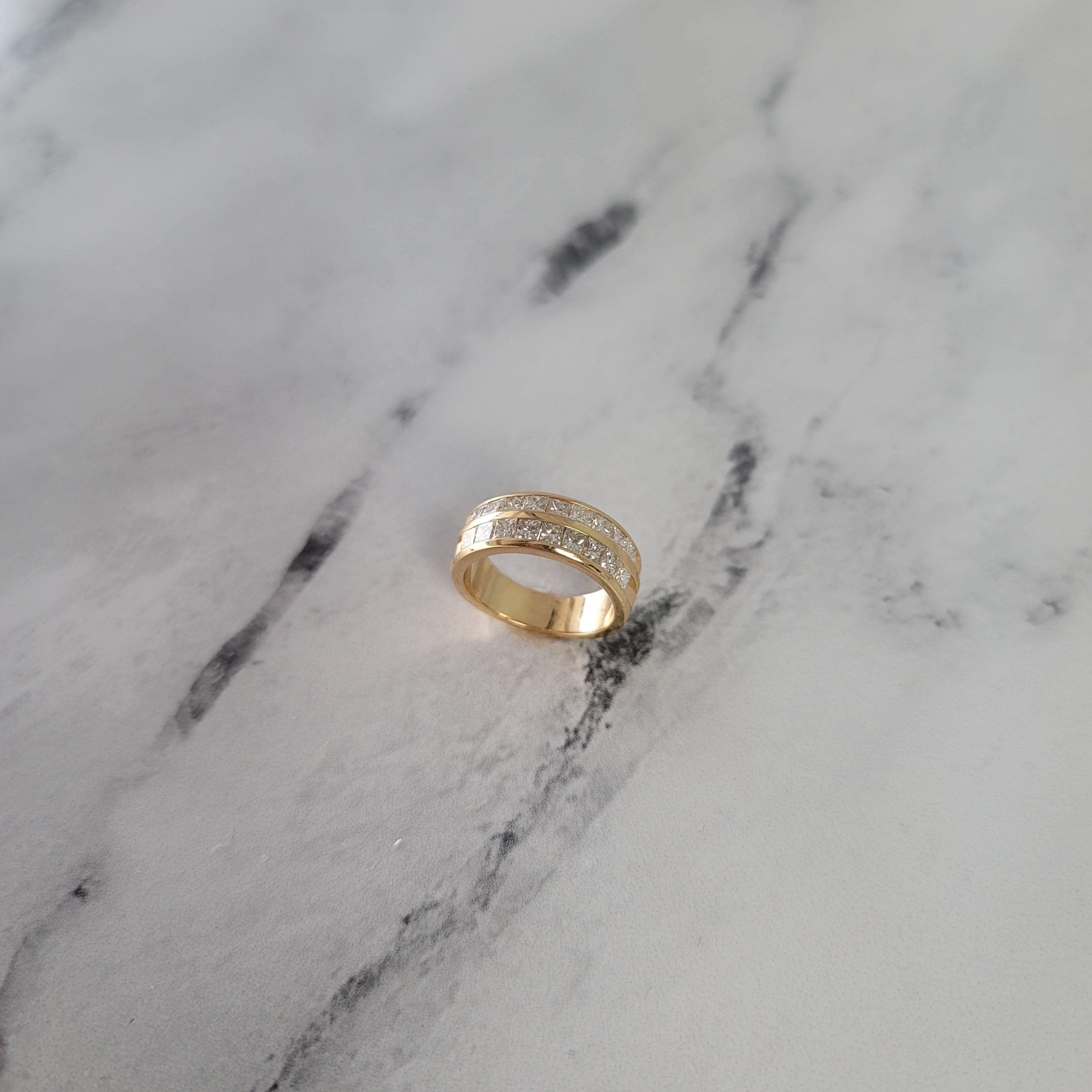 Double Row Princess Diamond Wedding Band