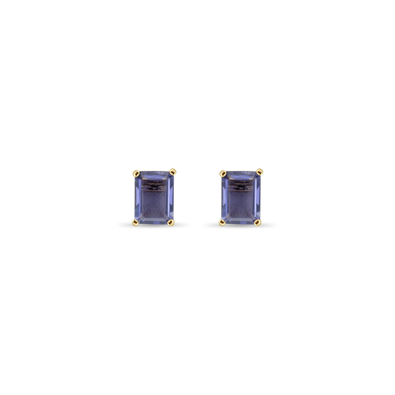 Pendientes de amatista con corte esmeralda de 9 mm