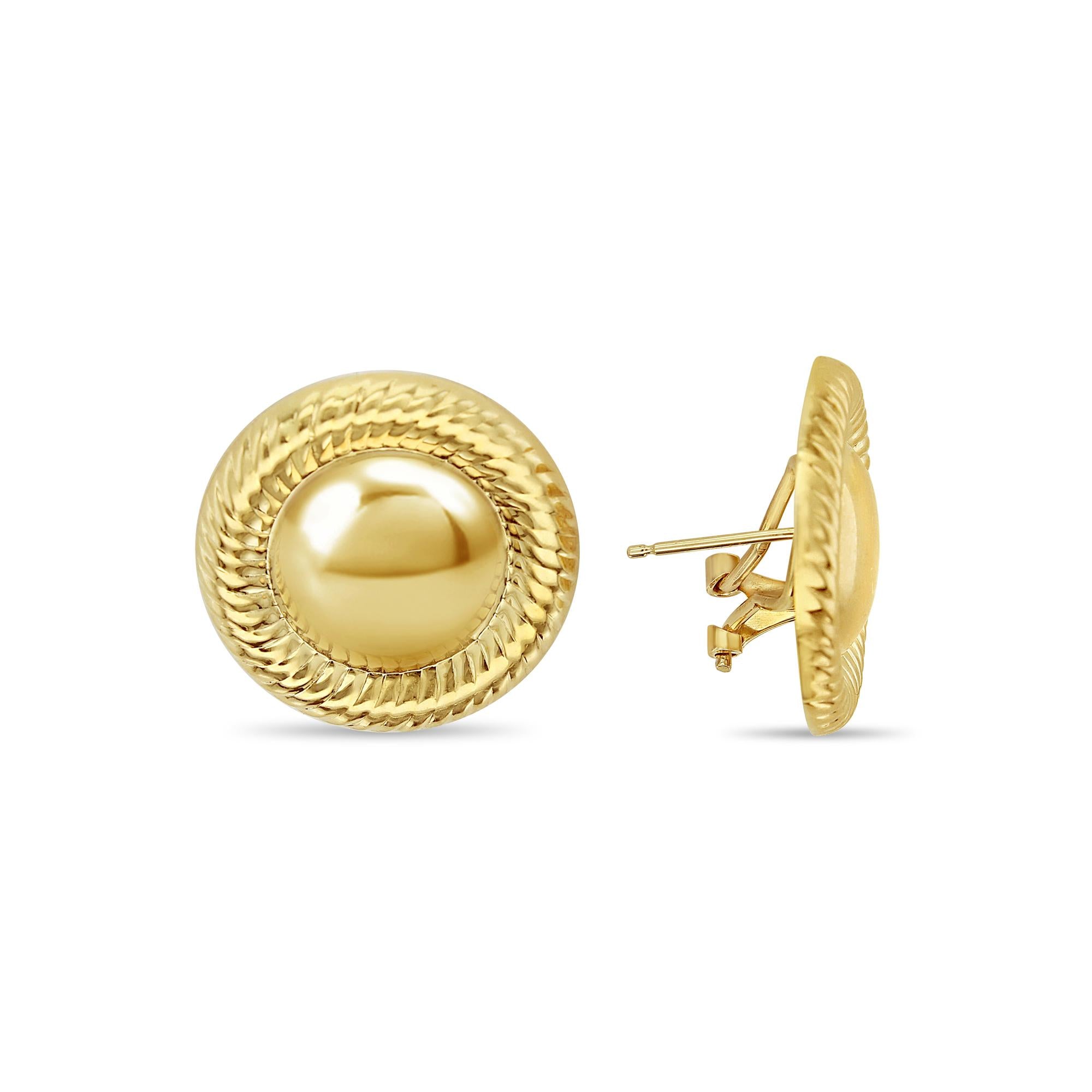 Rope Accented Polished Center Omega Clip-On Earrings