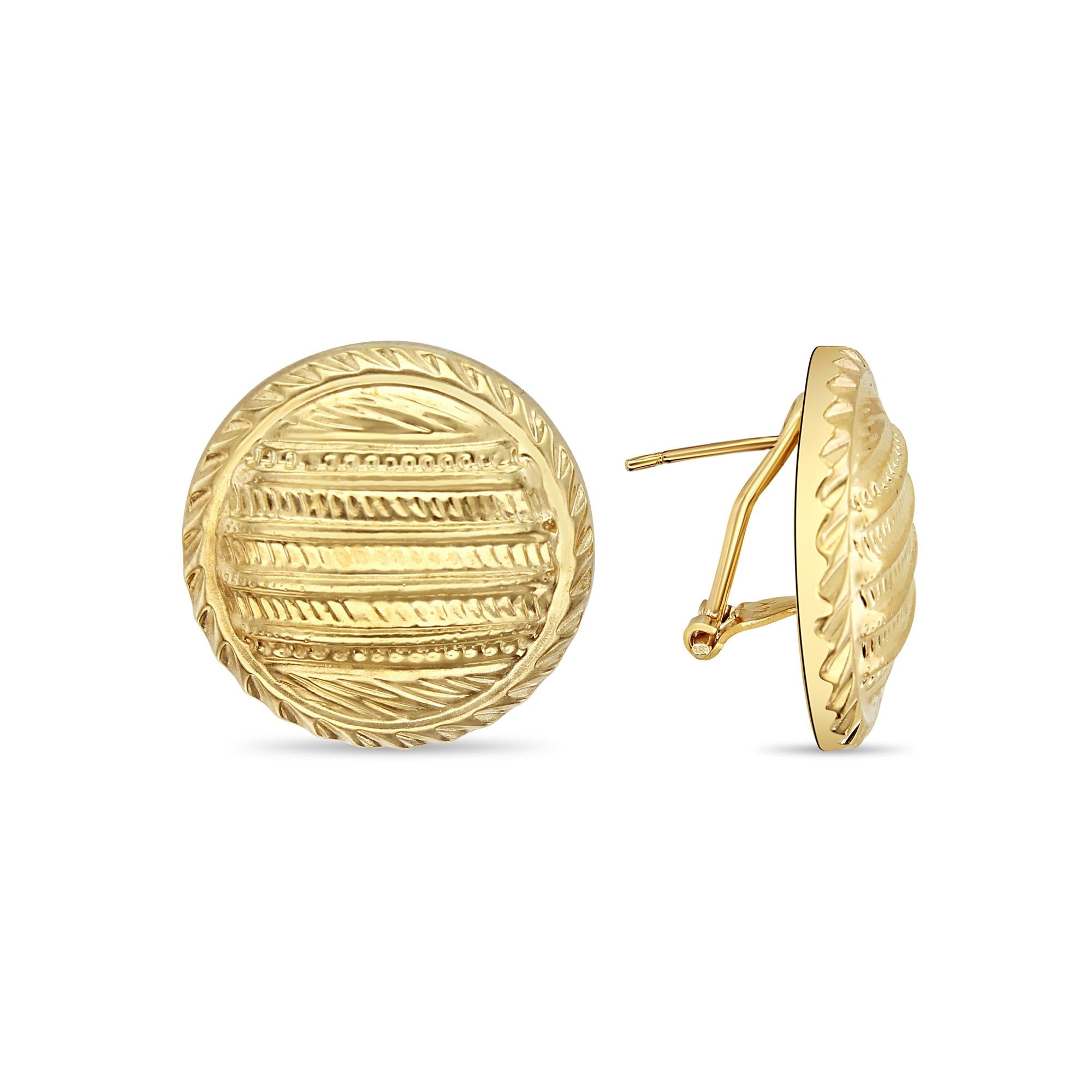 Detailed Vertical Quilted Large Round Earrings