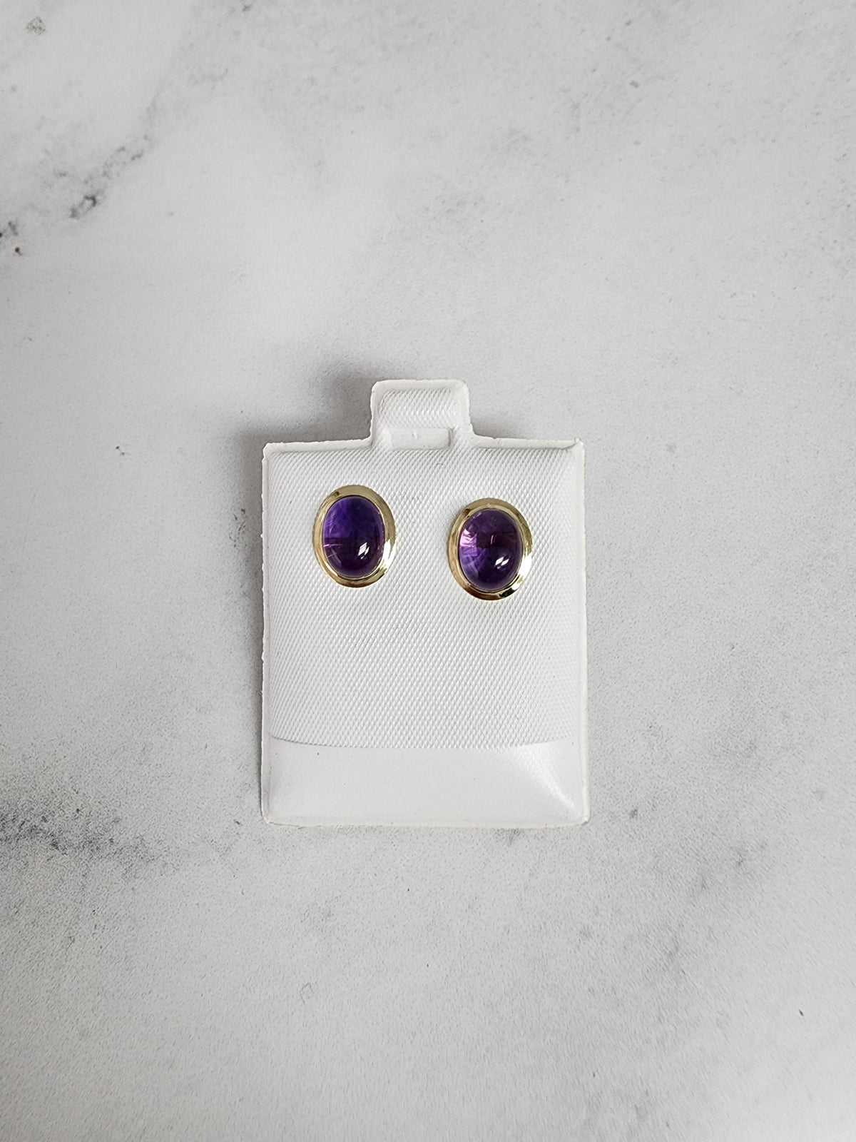 Amethyst Cabochon Studs 14k Yellow Gold