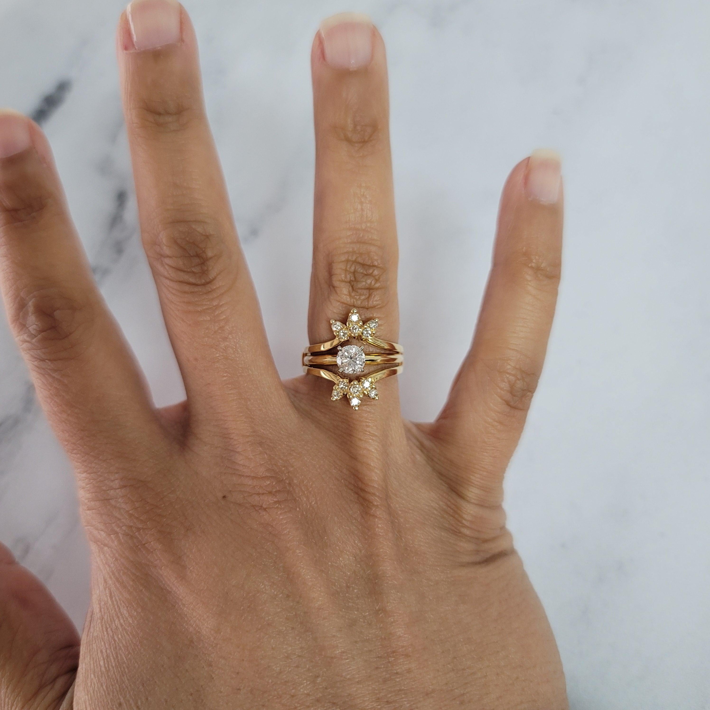 Fan Style Diamond Ring Guard Enhancer 14k Yellow Gold